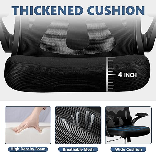 Miniatura 6 de Winrise Silla de oficina, silla de escritorio, silla ergonómica de malla para computadora, sillas de escritorio de oficina en casa, silla giratoria