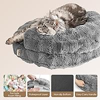 Vista 5 de EHEYCIGA Cama para perro de tamaño mediano, sofá esponjoso para perros pequeños con funda extraíble lavable, sofá para mascotas, impermeable y Gris