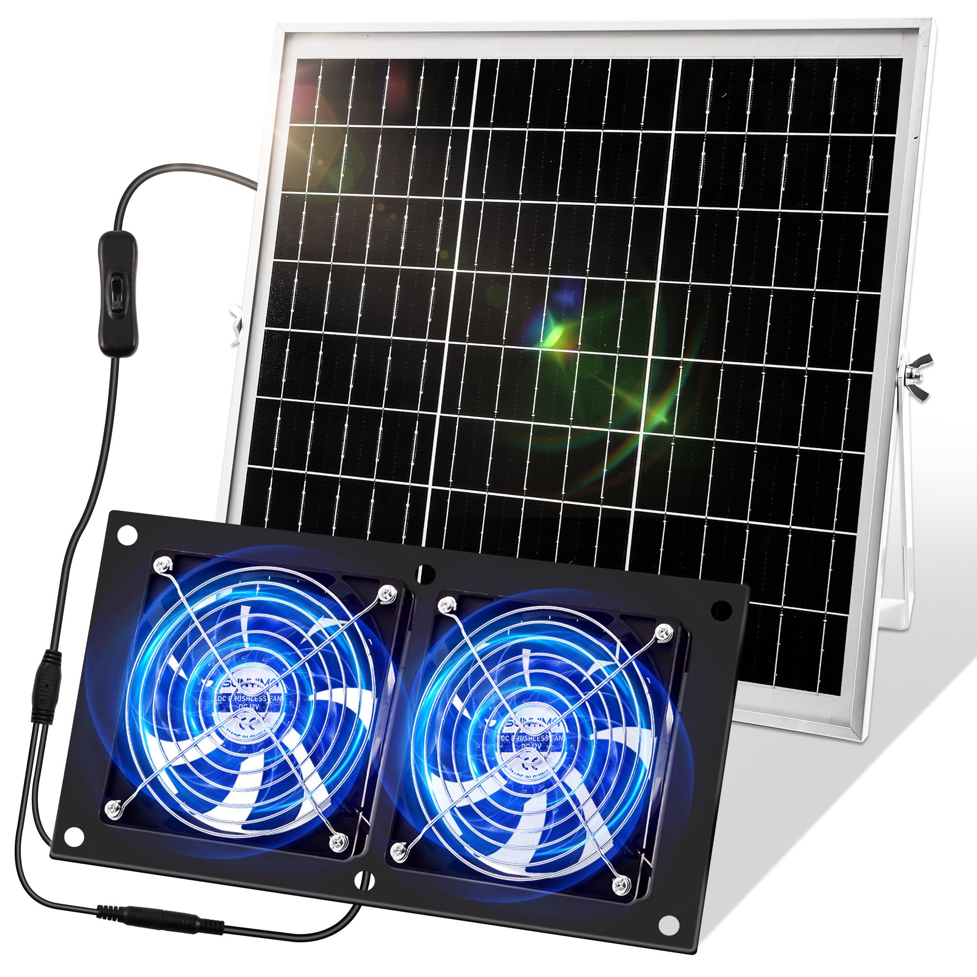 Joycabin Solar Ventilator, 15W Solarmodul Lüfter Kit, Solar Dual Auspuffventilator, Tragbarer Solar Abluftventilator für kleine Hühnerställe, Gewächshäuser, Haustierhäuser, Garage, Keller