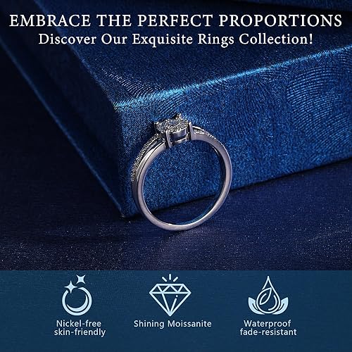 Vista 3 de Anillos de compromiso de moissanita para mujer, delicados anillos de promesa, anillos de oro blanco de 18 quilates, anillos de boda, regalos para su