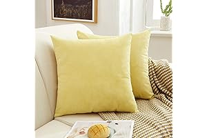 Soft Textured 18x18 Inch Pale Yellow Chenille Pillow Covers for Sofa Decor