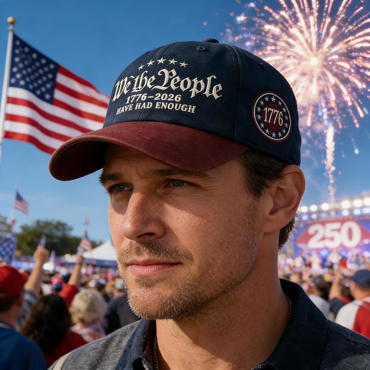 We The People Baseball Cap Have Had Enough 1776 Star Badge Hat Adjustable for Men Women 250 Anniversary USA Hat - Image 4