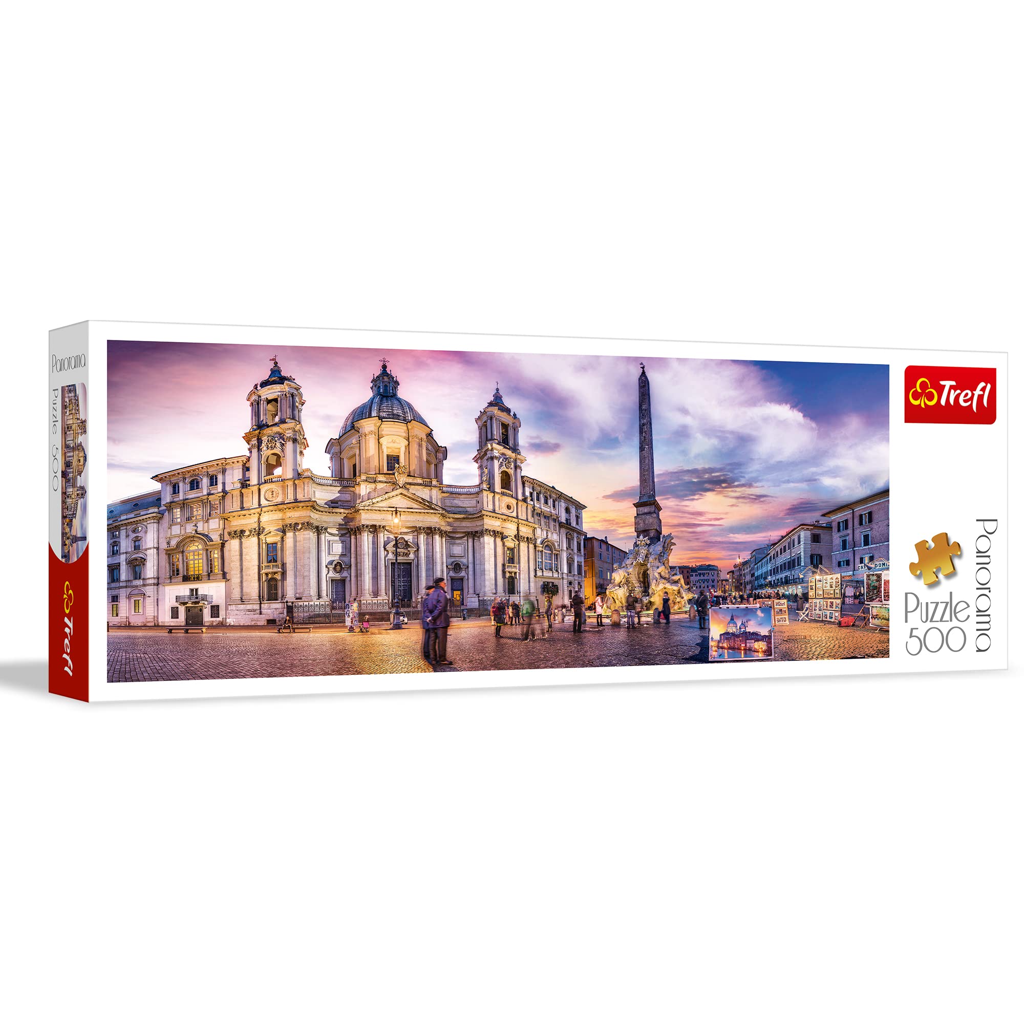 Trefl, Puzzle, Roma, Italy, Piazza Navona, 500 Pieces, Panorama, Capitals of Europe, City Motif, Monuments, Sophisticated, Jigsaw Classic Puzzle for Adults and Children from 10 Years Puzzles