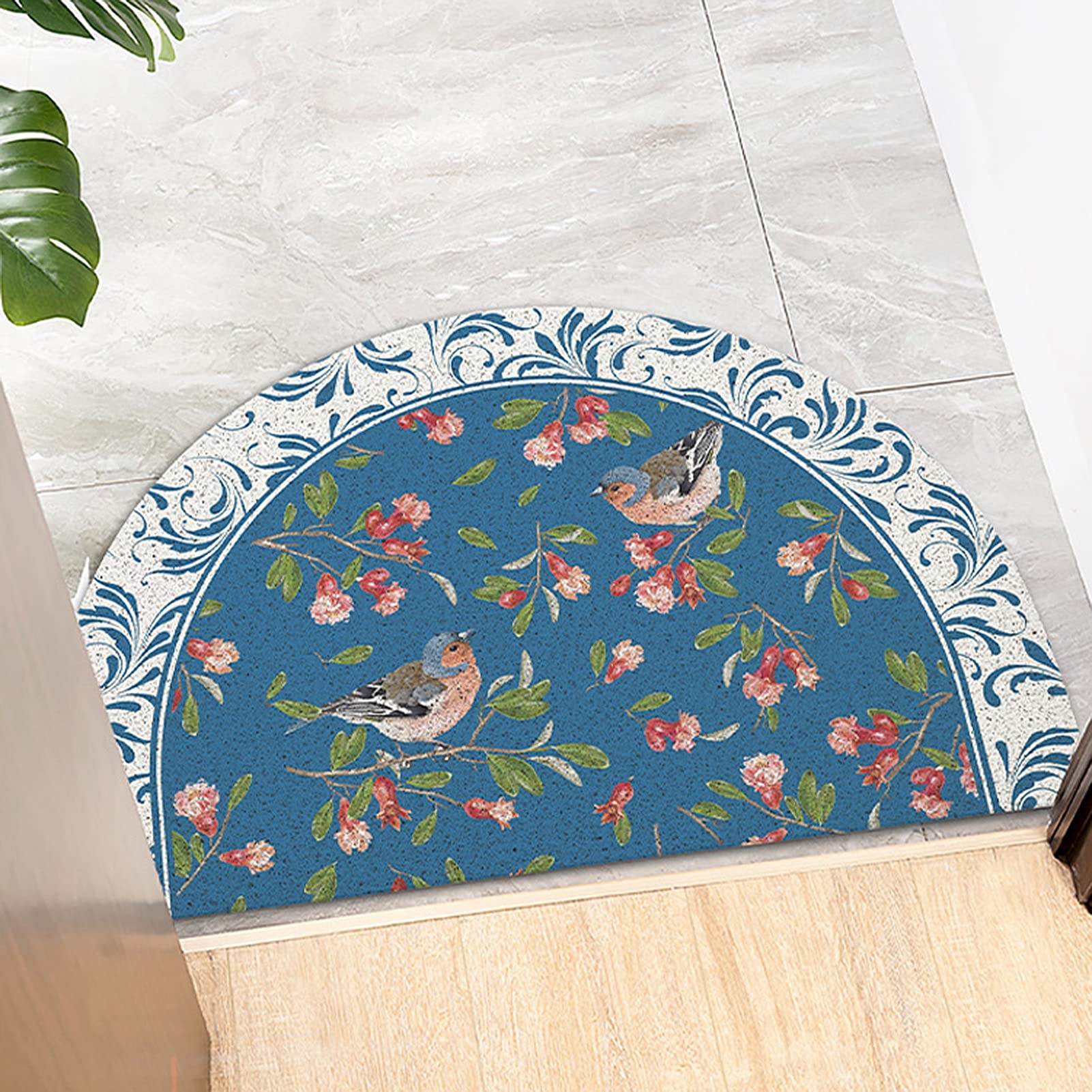 Zerbino di benvenuto antiscivolo, resistente all'usura, alla moda, rettangolare, design a semicerchio, per patio, ingresso, durevole ed elegante, per interni ed esterni