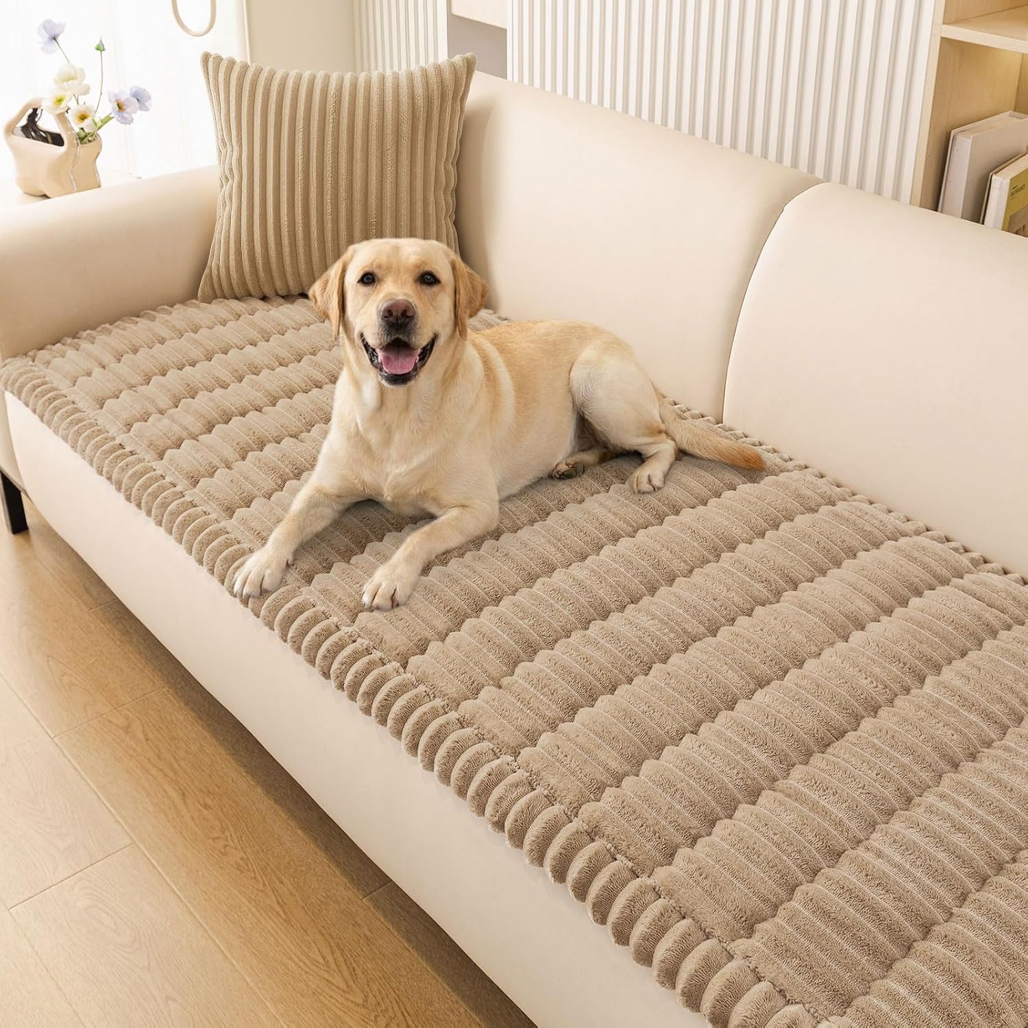 Homaxy Thick Soft Sofa Covers, Khaki, 90x160cm
