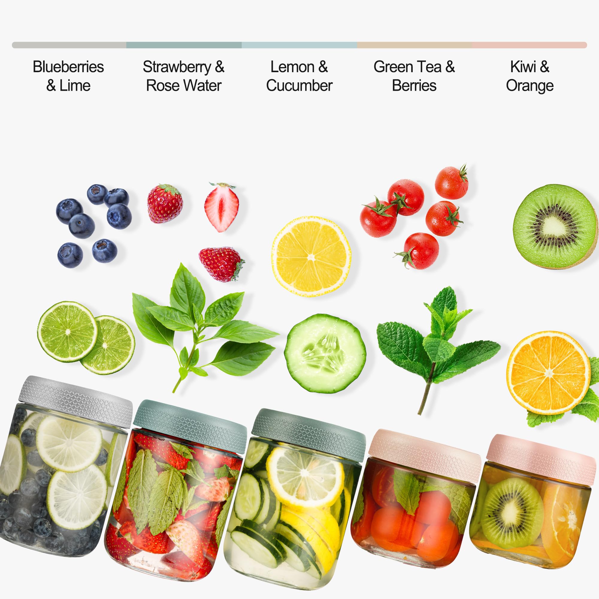 Pot Overnight Oat Verre 6 Pots Avoine Nuit 300/480ml Avec Couvercle, Jars Prep Meal Couvercle Pot Yaourt
