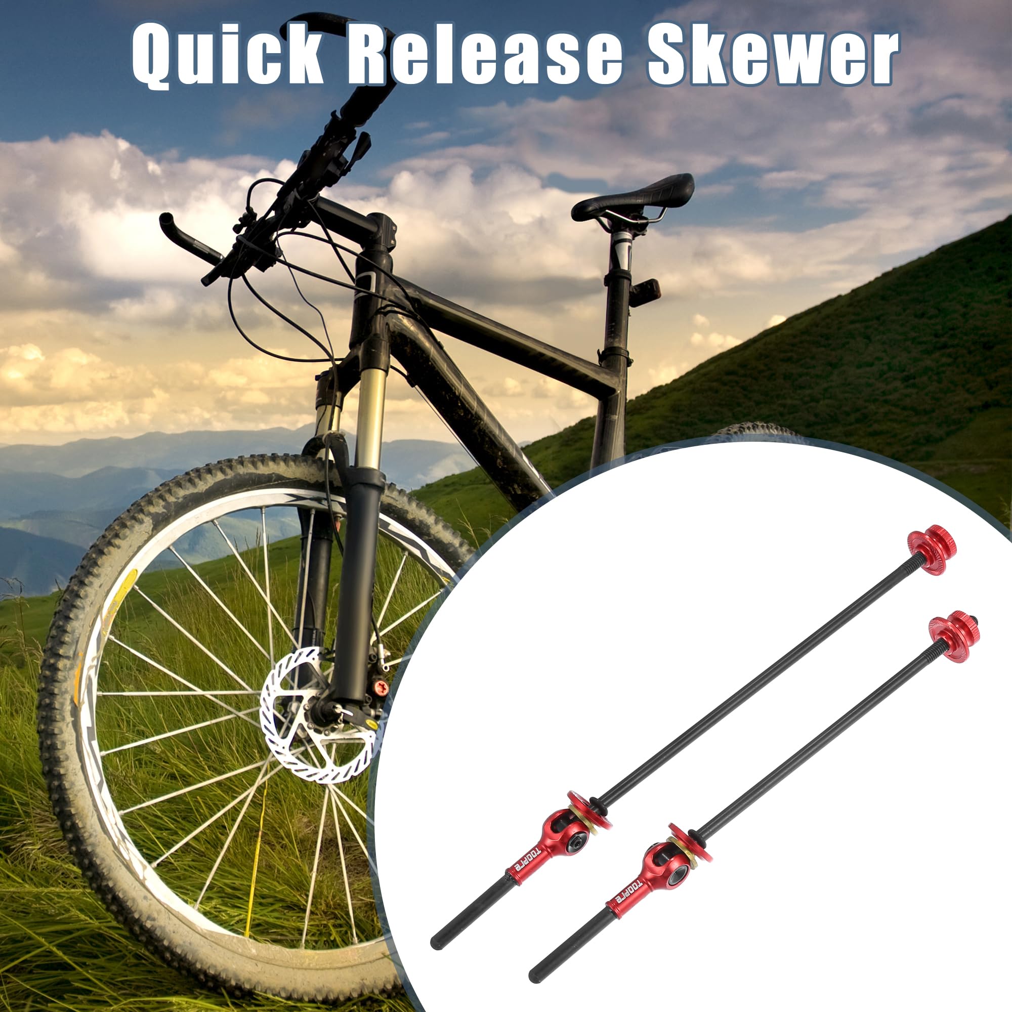 Motoforti 1 Coppia di Assi di Rilascio Rapido per Bicicletta Anteriore e Posteriore in Fibre di Carbonio Rosso