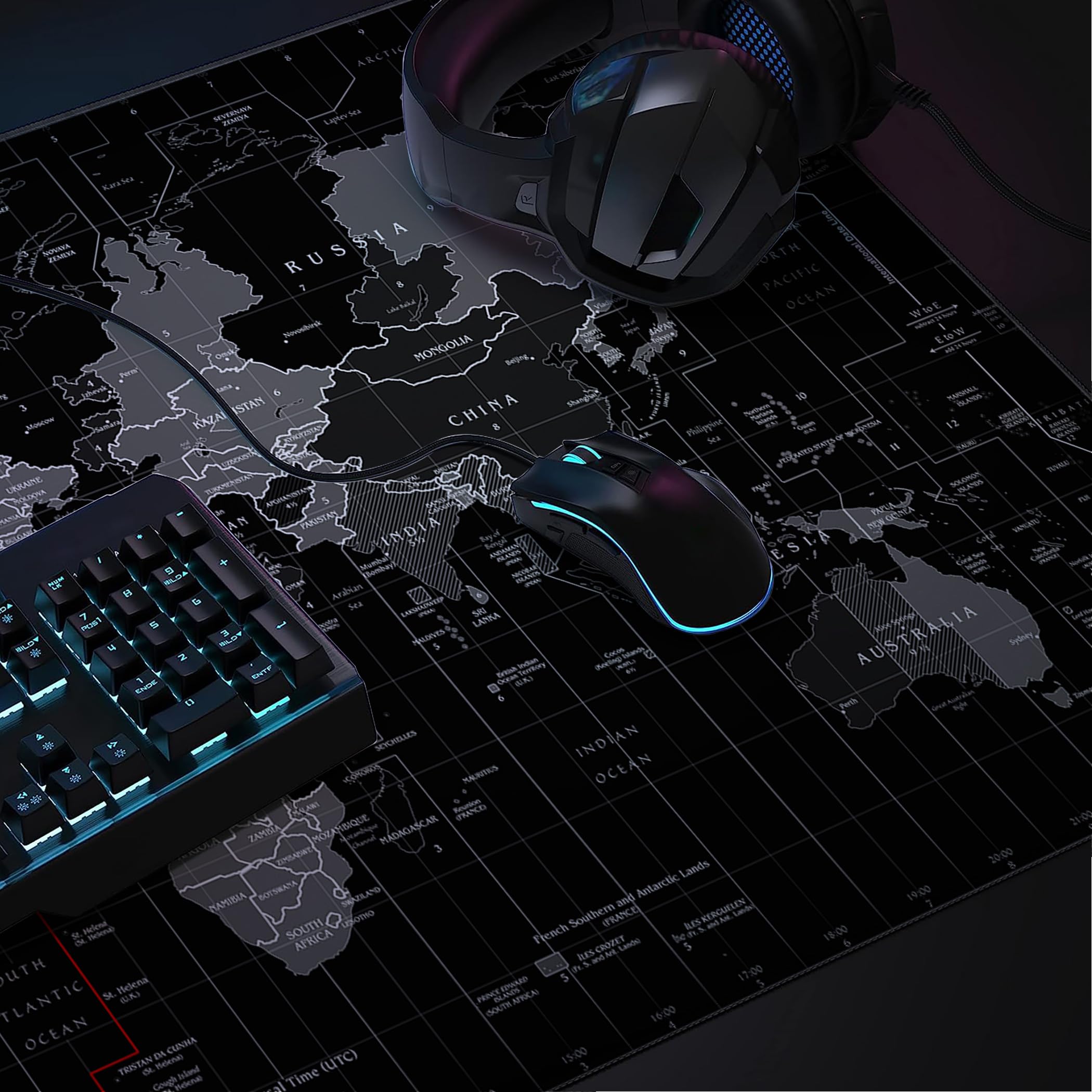 LL-COEUR Alfombrilla de Ratón Grande para Juego Mapa 1400x500x3mm Almohadilla de Escritorio Teclado Ordenador XXL Speed Gaming Mousepad XXXL