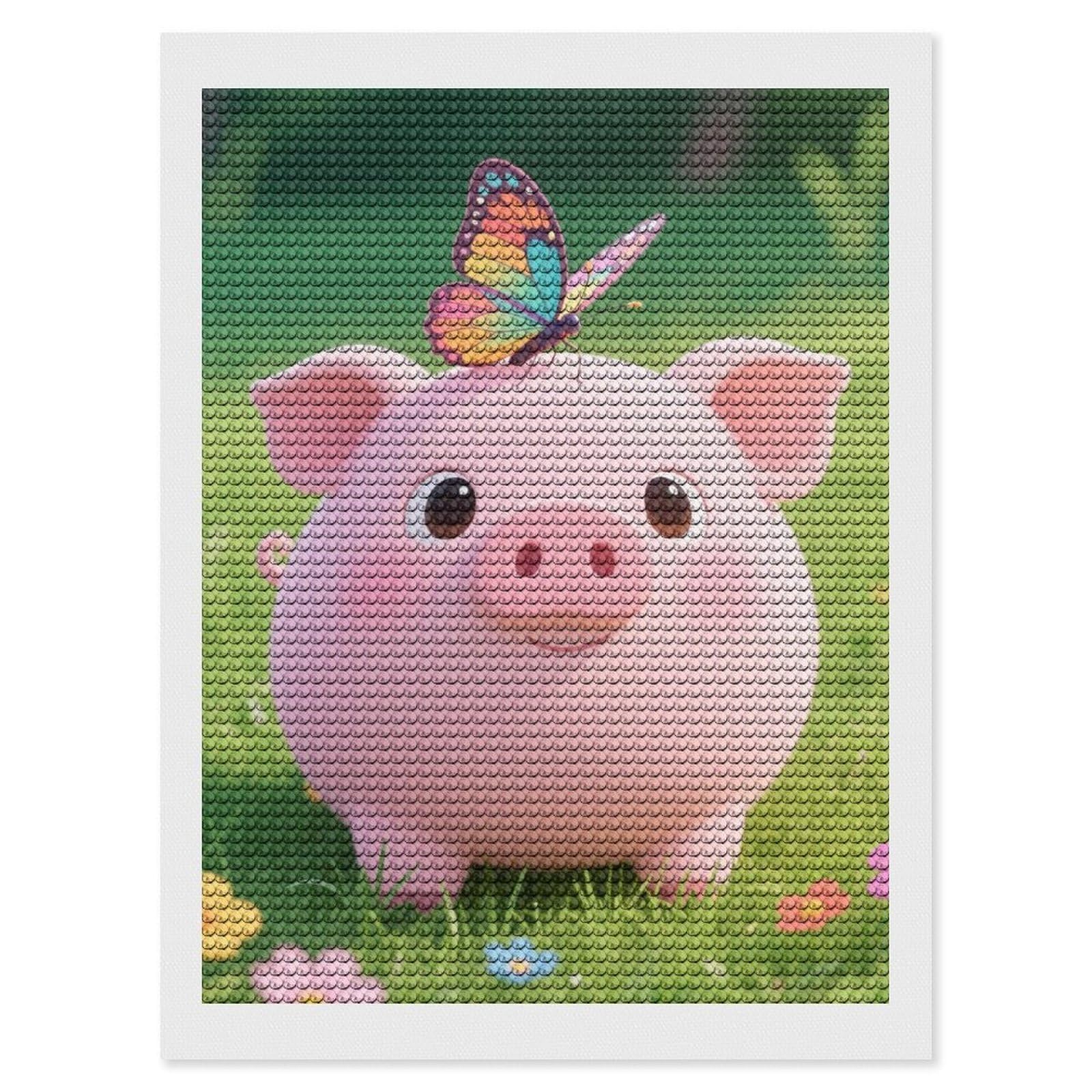 DWVTSLH Pig Diamond Painting Kits for Adults, Personalized Diamond Photo Art Full Drill, DIY 5D Diamond Art Painting Kits for Beginners, Home Wall Decor 12"x16"
