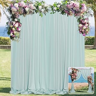 MYSKY HOME 10ft x 10ft Curtains Light Green Backdrop Curtains for Parties Wedding Curtains Stage Curtains Rod Pocket Privacy Curtain Drapes Photography Backdrop for Baby Showers, 5ft x 10ft, 2 Panels