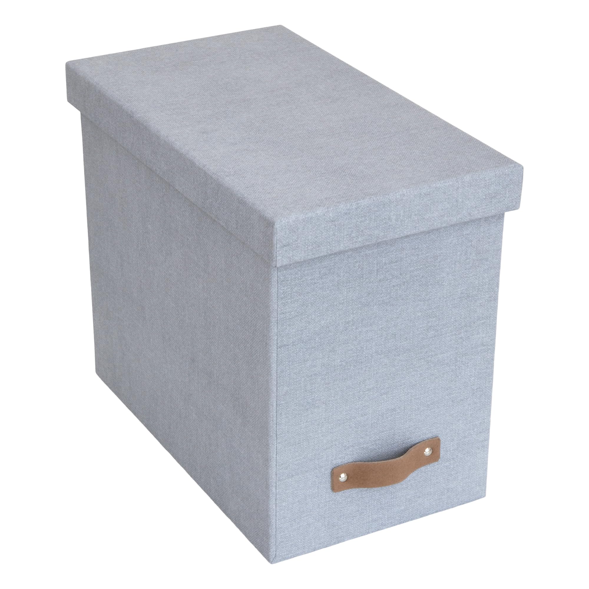Bigso John File Box - File Storage Box and File Organizer for Important Paperwork - Durable Hanging File Box with Lid and Leather Handle - 7.4 in x 13 in x 10.4 in - Ash