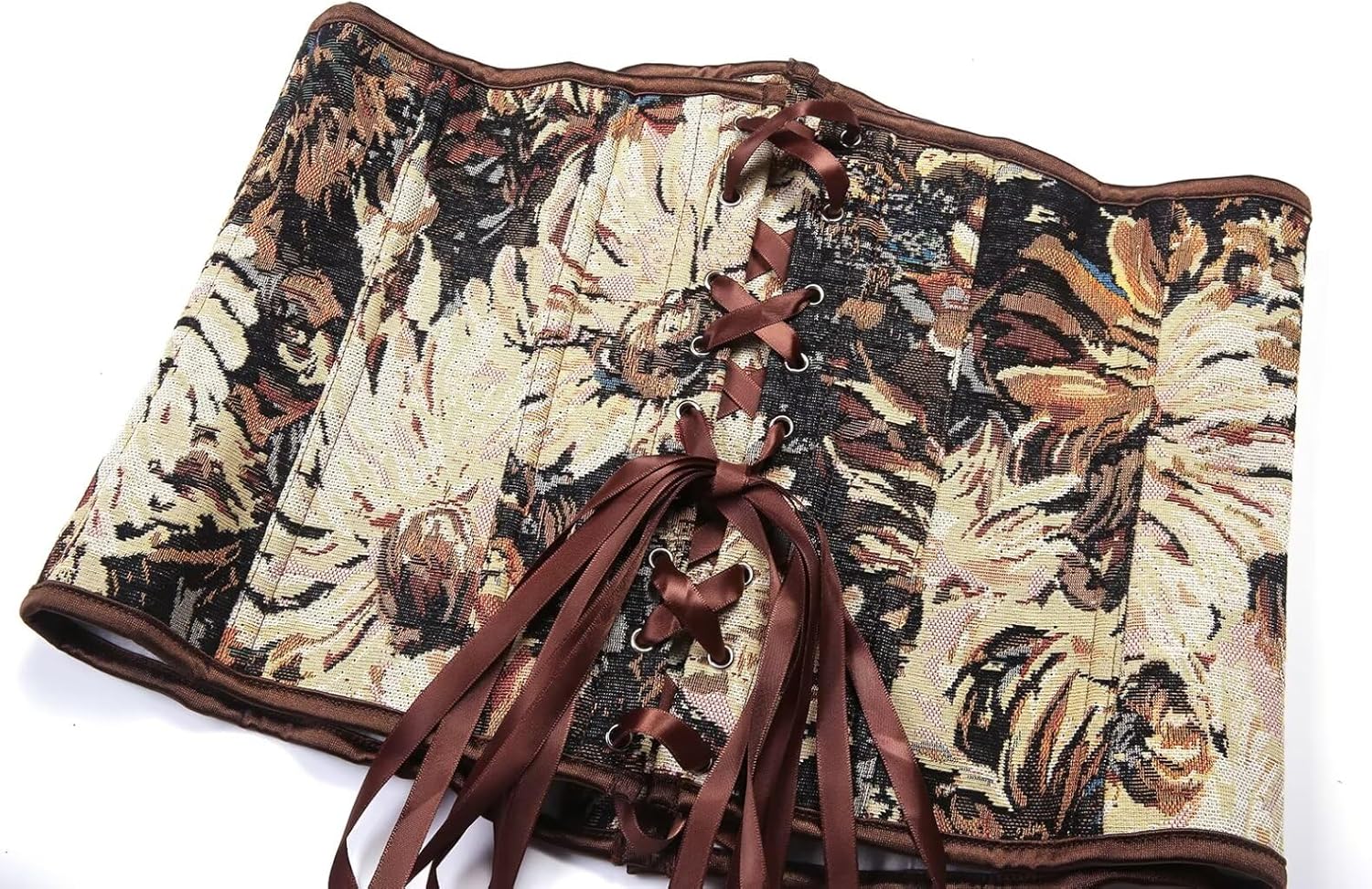 Underbust Corset Tops for Women Renaissance Vintage Floral Lace Up Boned Bustier Crop Top Waist Cincher Shapewear