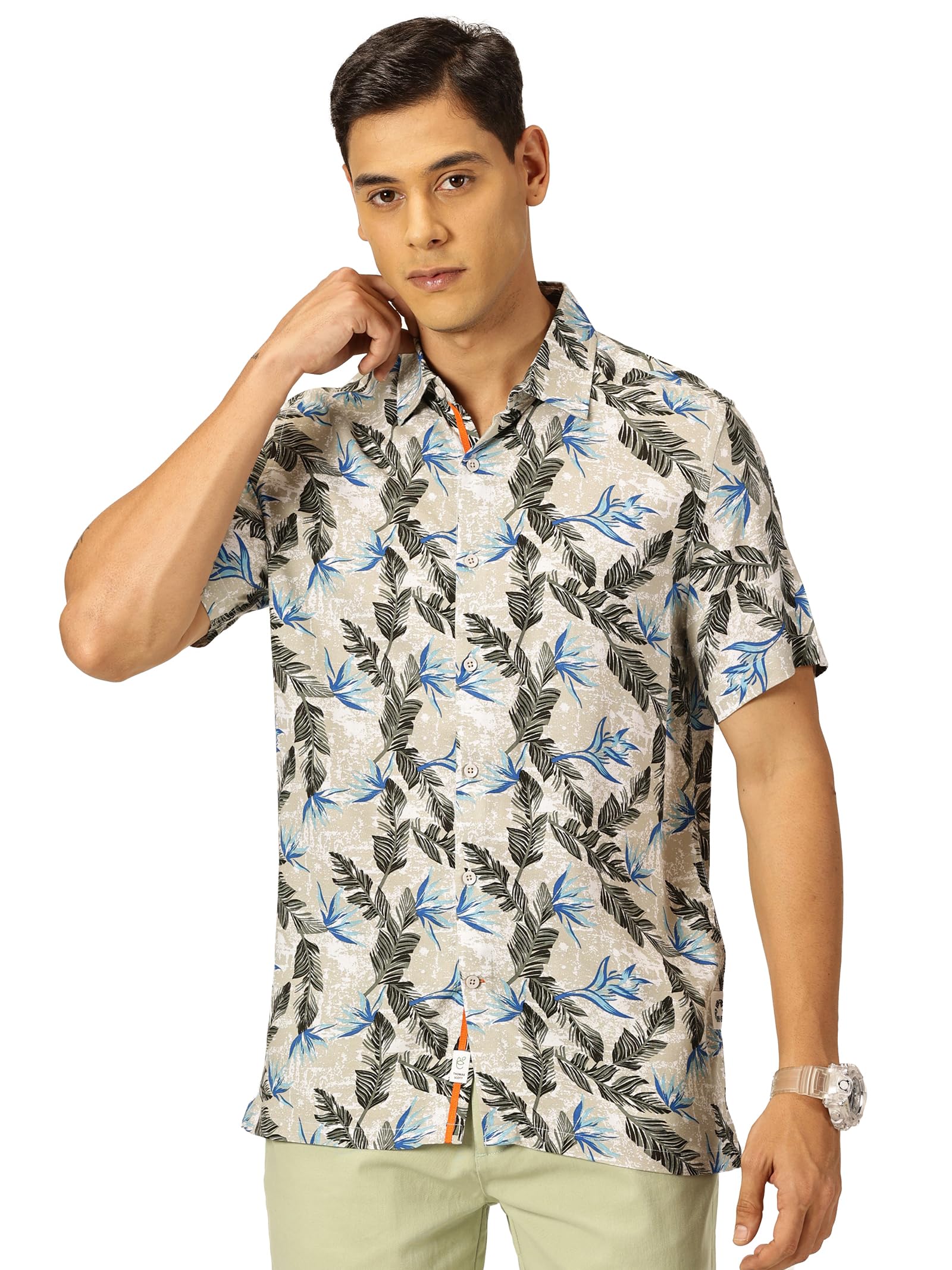 thomas scott Men's | Printed | Half Sleeve | Regular Fit | Cotton Rayon | Spread Collar | Casual Shirt-picture-18