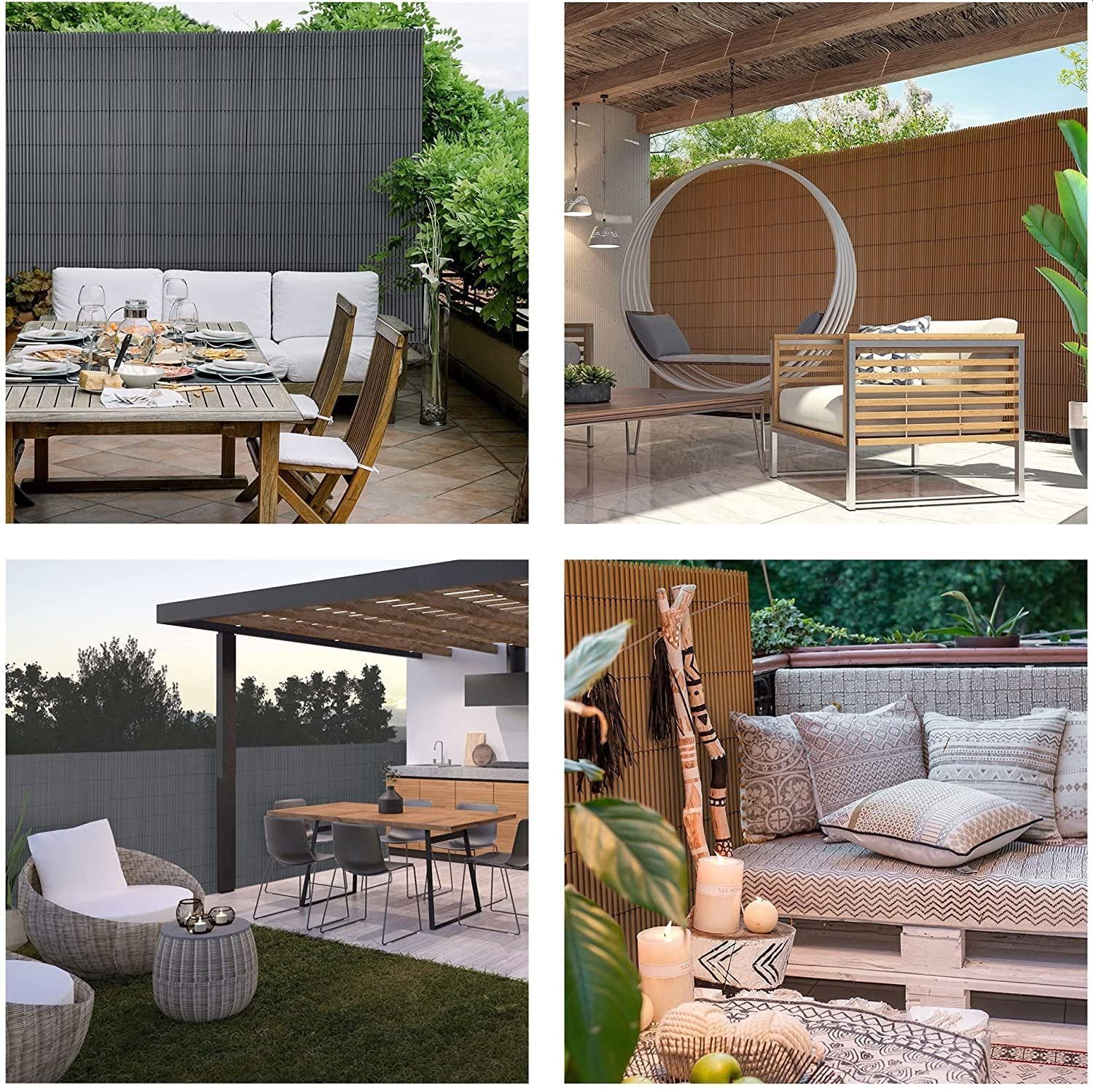 Premium PVC Sichtschutzmatte - Bambus - 220 x 600 cm (2-teilig) - Zaunsichtschutz, Sichtschutzzaun, Balkonverkleidung, Zaunblende Garten Balkon Terrasse