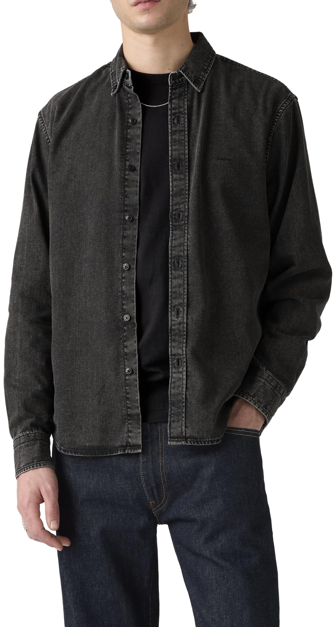 Levi's Authentic Button Down Gizmo Washed Black, Gizmo Washed Black, M