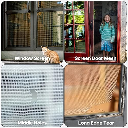 Miniatura 6 de Secopad Kit de reparación de pantalla negrogris, 14 piezas de cinta de reparación de parches de pantalla de ventana para reparación de puertas de