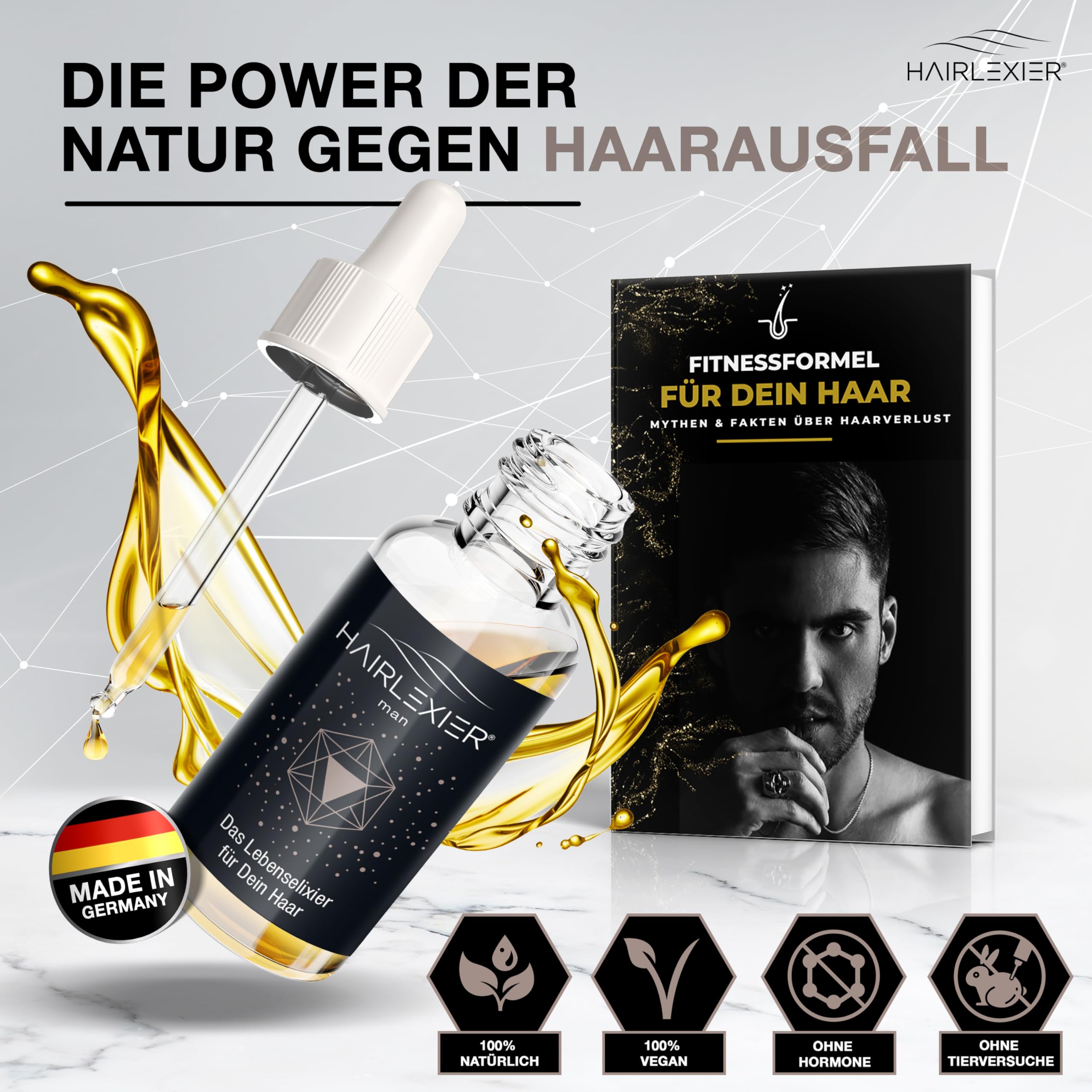 Remedio para el crecimiento del cabello masculino: suero natural para el cabello contra la pérdida difusa, aceite de romero para el cabello, aceite capilar con aceite de ricino, aceite de