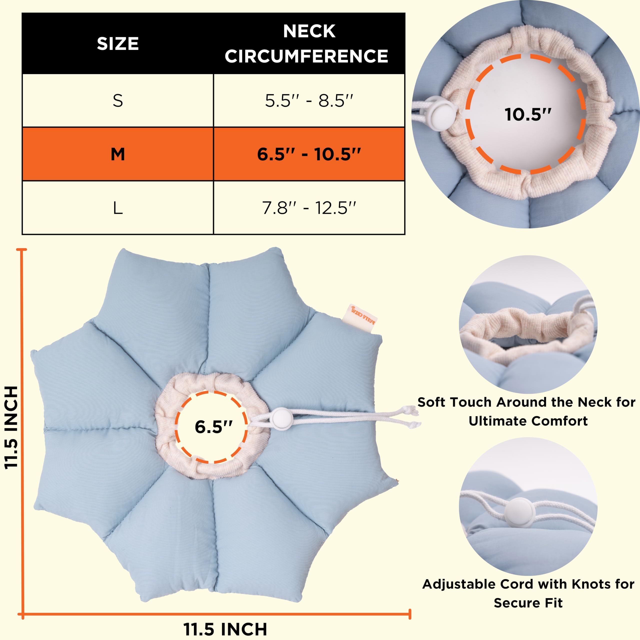 Super Puff - Cono de cuidado de gatos, collar de recuperación ajustable e impermeable, conos ligeros después de la cirugía para gatos de todos los tamaños de raza (azul, mediano) se adapta