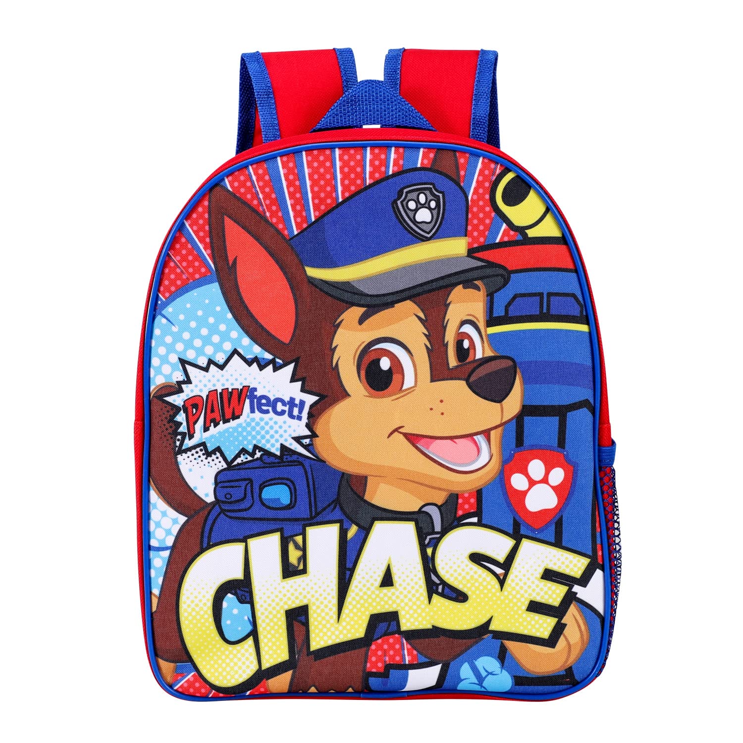 Paw Patrol Chase Junior Backpack - Kids Character School Bag with Mesh Side Pocket