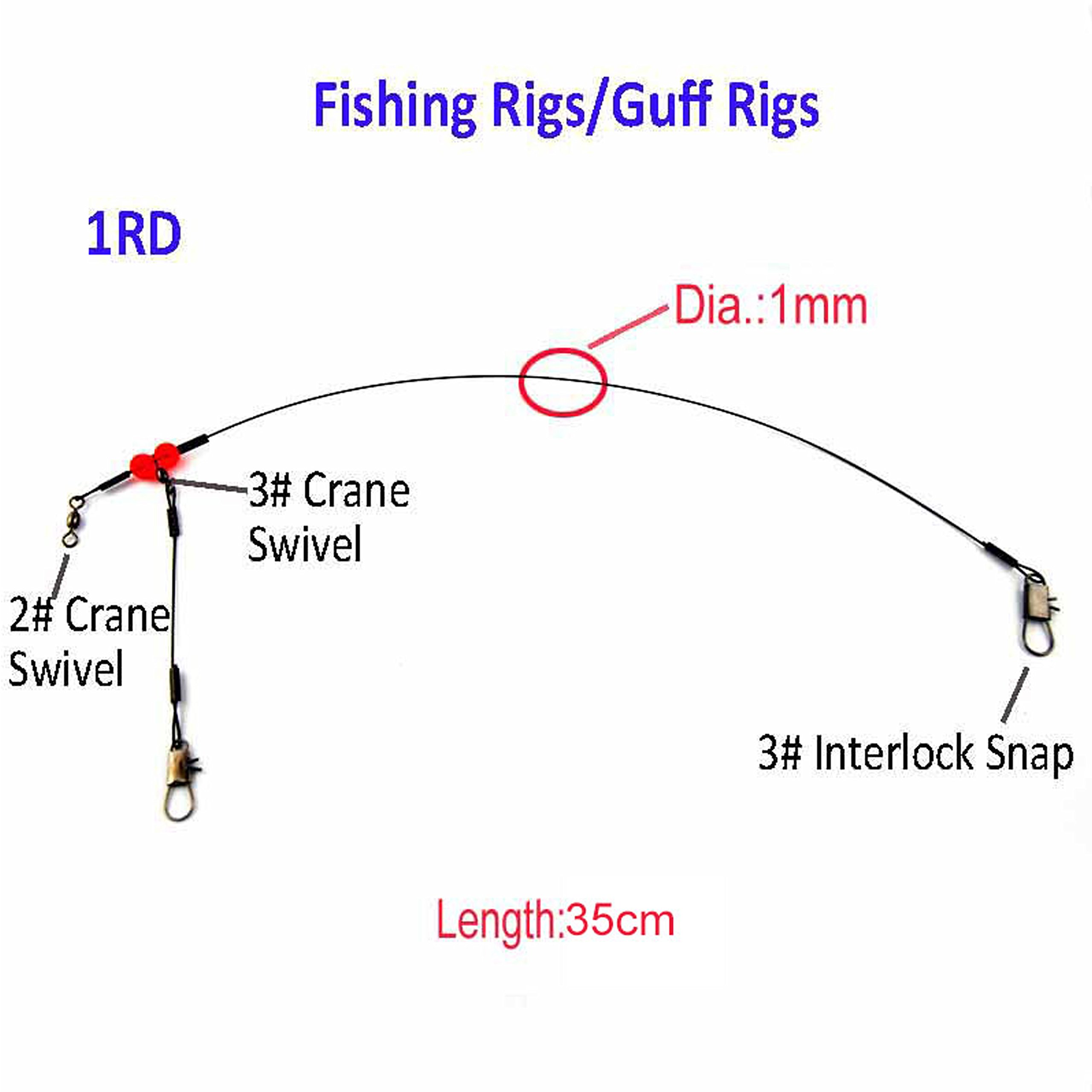 12pcs/Set Stainless Steel Wire Leaders Fishing Rigs with Swivel Snaps Beads High-Strength Fishing Wire Rigs Fishing Trace Lures Steel Wire Leader Spinner Fishing Line Tackle (Black, 13.8 INCH (1 Arm)) - Image 2