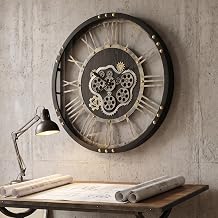Steampunk Moving Gears Wall Clock Industrial Roman Numeral Decor