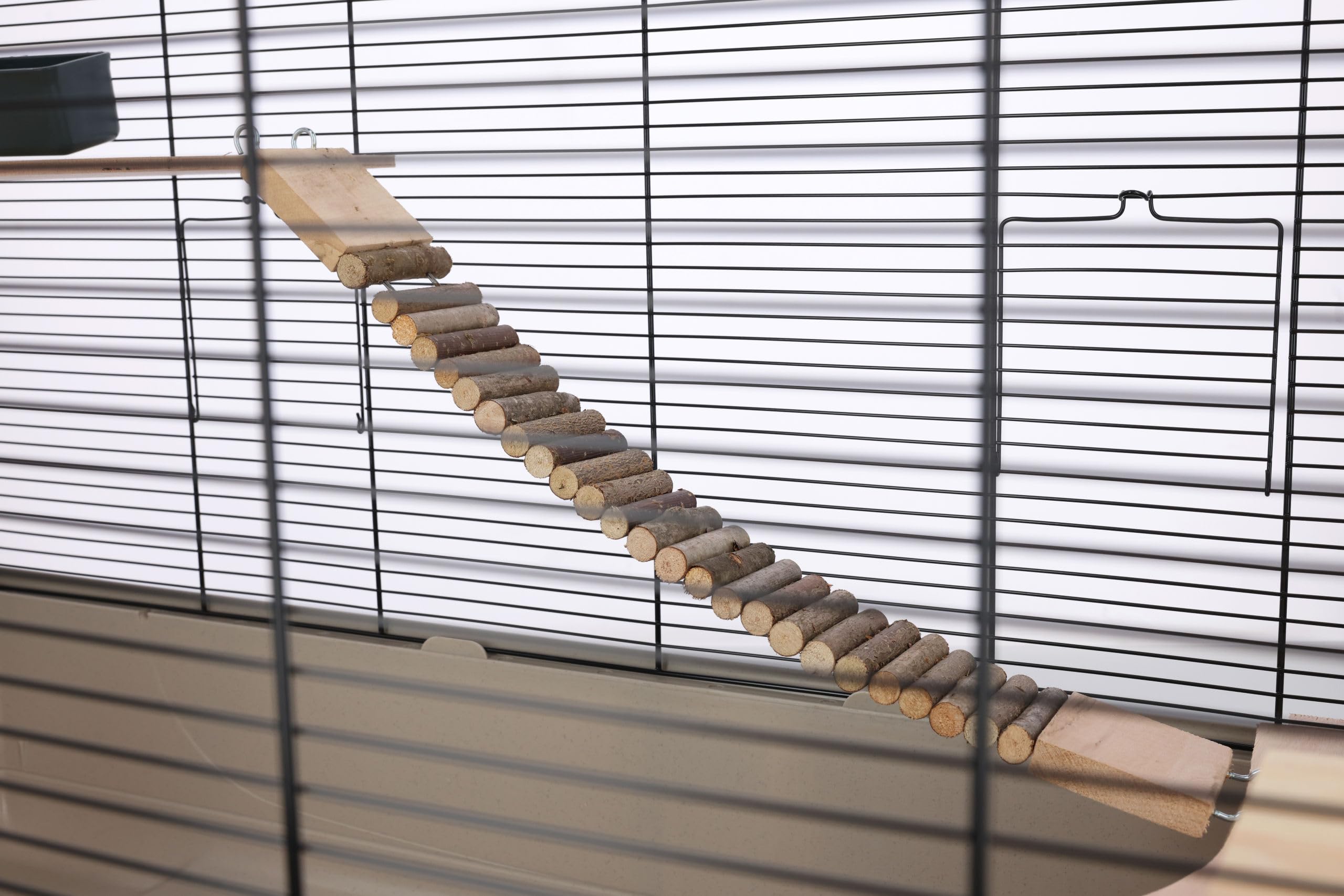Kerbl Pet Jaula para roedores Gabbia Hamster 102, beige, 100x53x55cm, de plástico y malla metálica, para hámsteres, cobayas y ratones, con caseta de madera y comederos