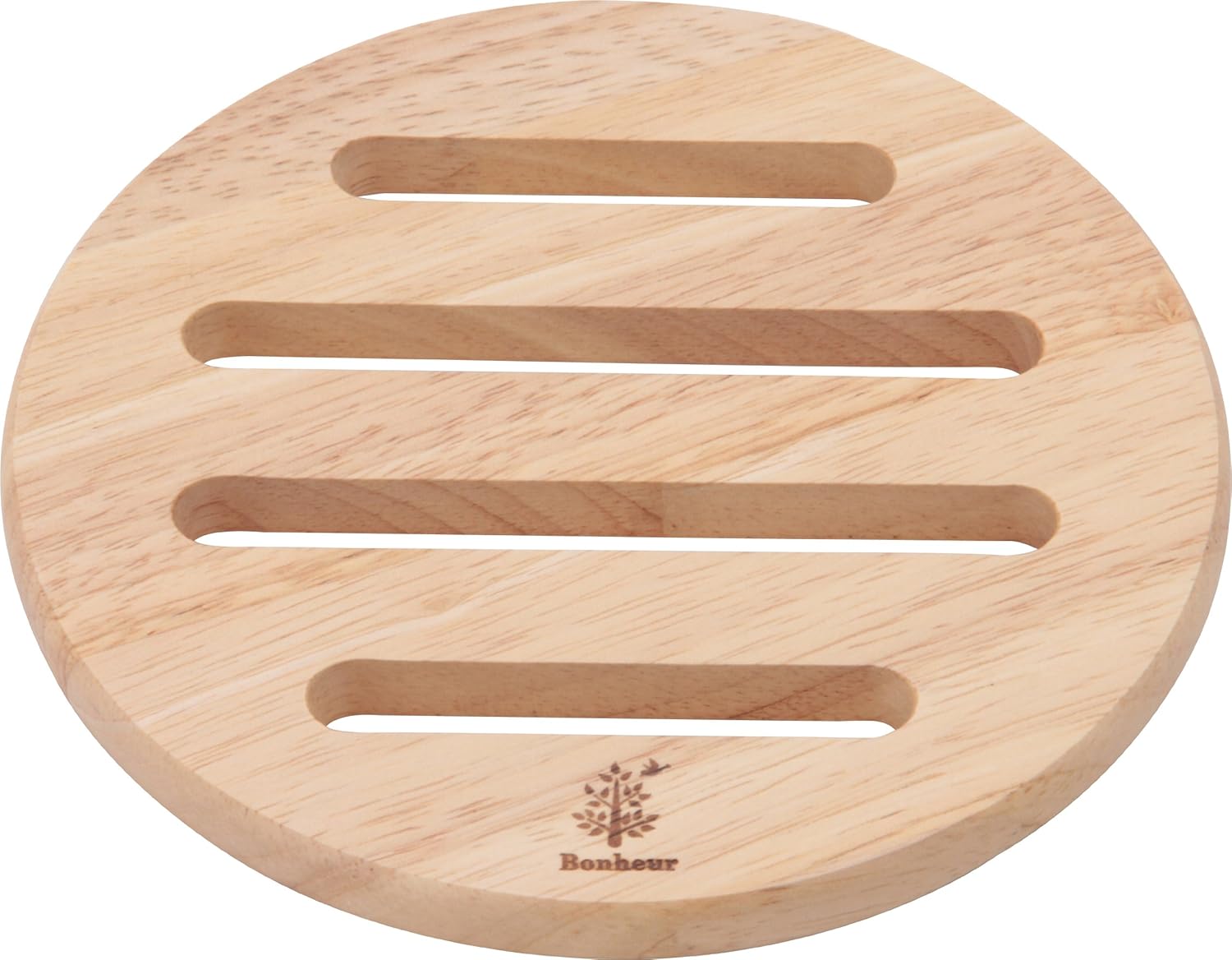 (不二貿易 鍋敷き トリベット 縦17×横17×高さ1.2cm ナチュラル ラウンド 丸型 木製 天然木 ポットマット ボヌール 96034)