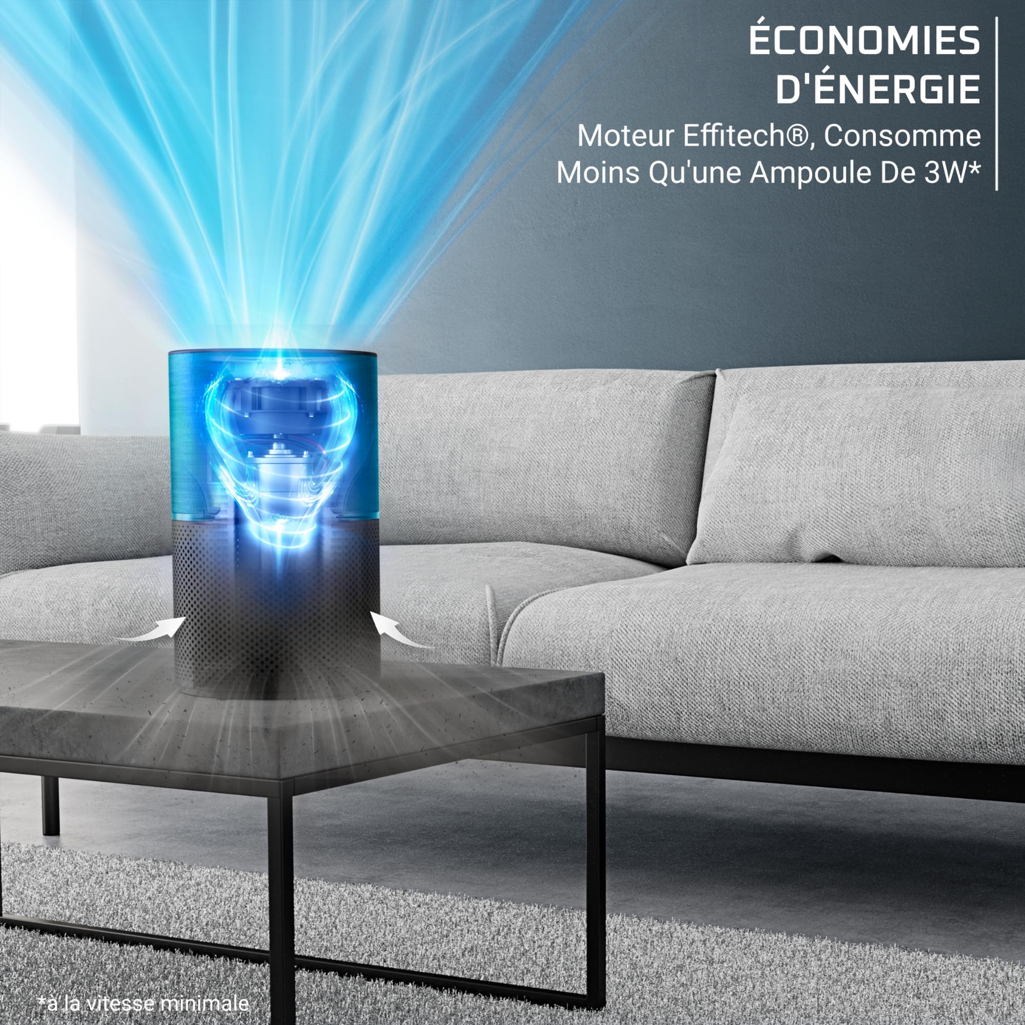 Rowenta Pure Air Compact, Purificateur d'air intérieur, Purification de l'air très efficace, Rapide, Confort accru, PU2221F0, Noir Bleu