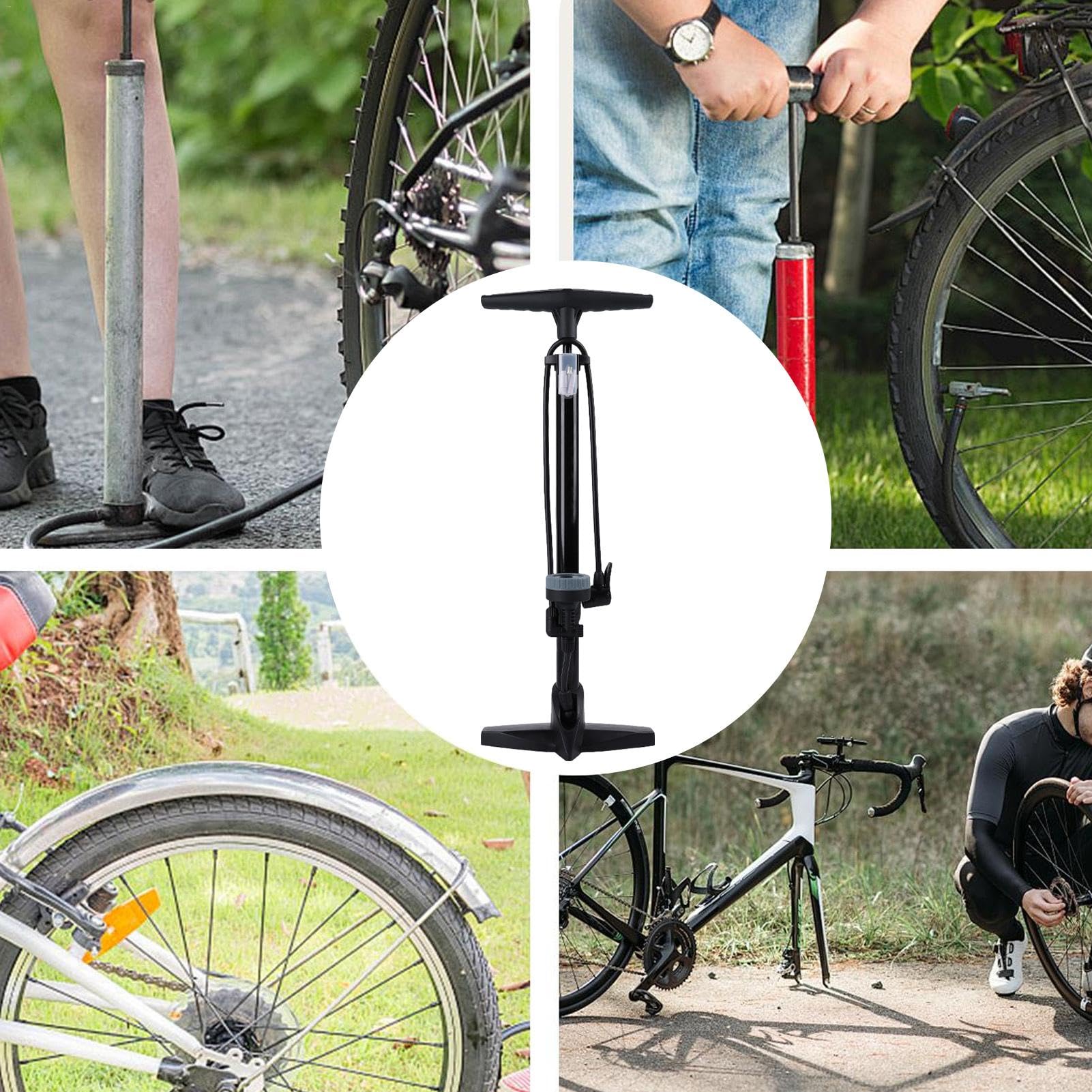 Pompa per Pneumatici per Bicicletta, Pompa per Pneumatici per Bicicletta | Pompa per Pneumatici Portatile con manometro accurato per Mountain Bike, Pompa per Pneumatici Leggera a Prova di Perdite con
