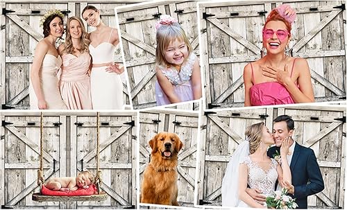 Miniatura 2 de LB Telón de fondo rústico de 7 x 5 pies para fotos, tablero de madera vintage, telón de fondo de fotografía de vaquero occidental para niños, baby