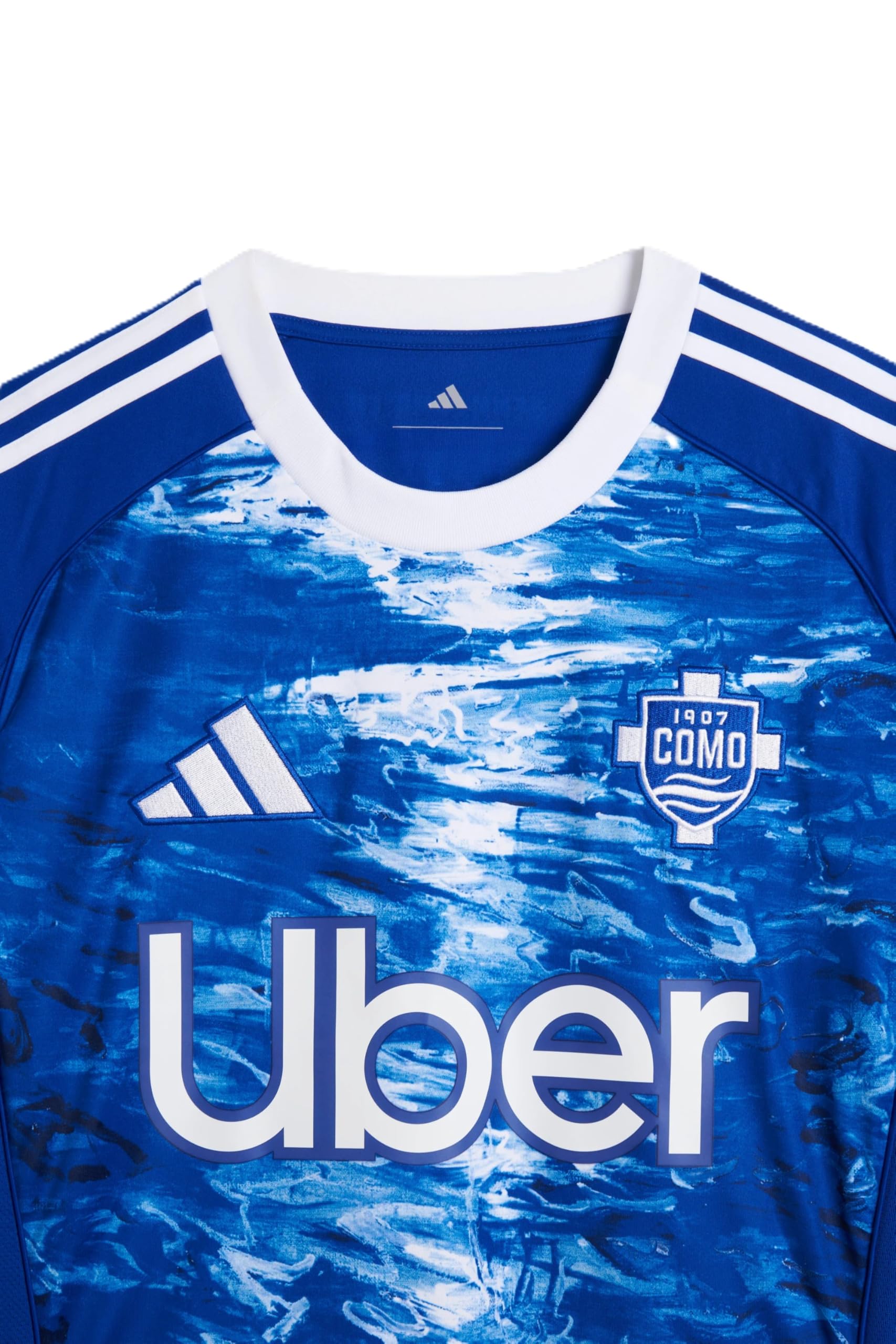 COMO 1907 Maglia Gara Ufficiale Stagione 2025/26. Jersey Calcio Traspirante con Design Ispirato al Lago di Como. Prodotto Originale con Stemma Club.