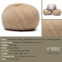 Vista 3 de Pullu - Juego de 3 madejas de hilo de lana de alpaca bebé y merino (150 gramos) de peso worsted - Procedencia directa de Perú - Celestialmente suave
