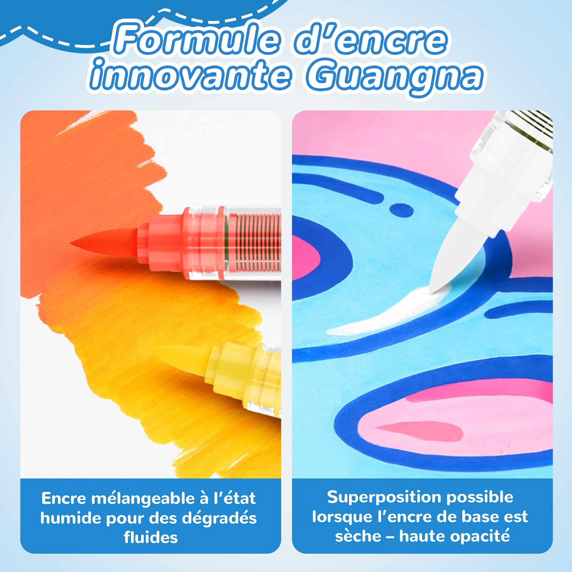 JRQ Set de 240 Couleurs Feutre Acrylique à Pointe Pinceau Multi-surfaces