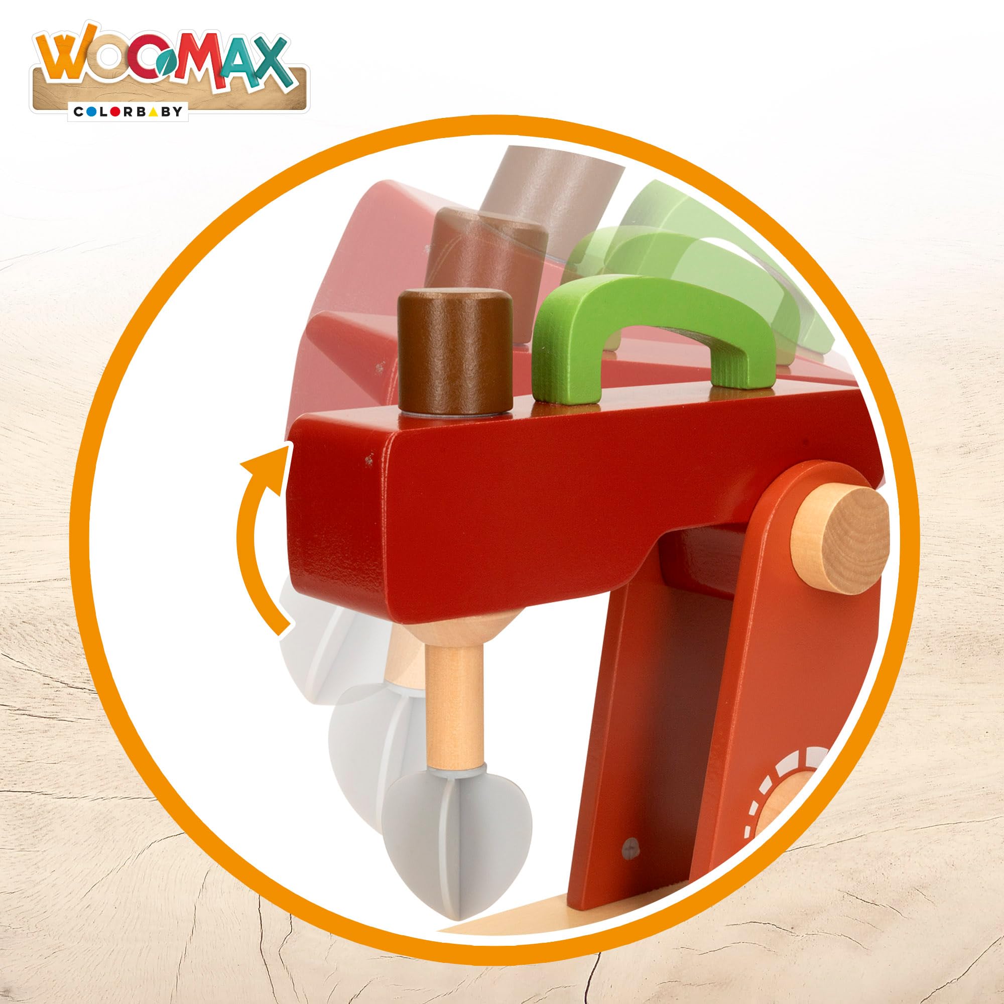 WOOMAX, Frullatore di Legno Giocattolo, 11 Accessori, Elettrodomestico del giocattolo, Macchina per impastare, Accessori Cucina, Giochi educativi, Giocattoli bambini 2 anni, Regali di compleanno