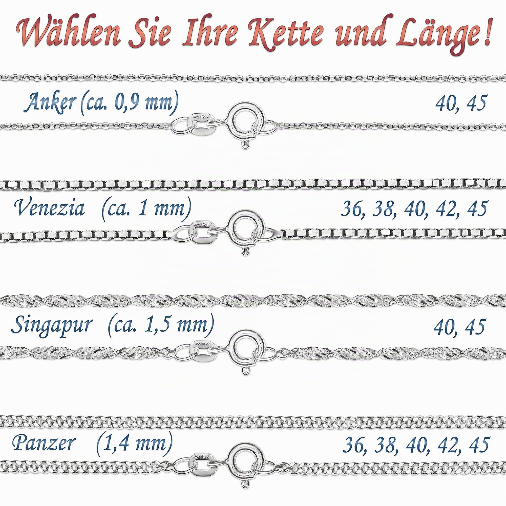 CLEVER SCHMUCK Taufkette mit Gravur 3 Anhänger Herz + Schutzengel + Taufring wählbarer Farbe + Kette Sterling Silber 925 Taufgeschenk für Junge & Mädchen