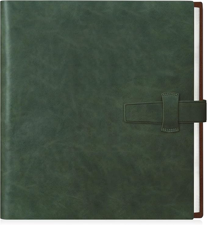 Artmag Photo Album 4x6 200 Photos, Thick Leather Cover Picture Album with 30 PCS Kraft Writing Paper Holds 200 Horizontal Photos for Family Wedding Anniversary (Dark Green)