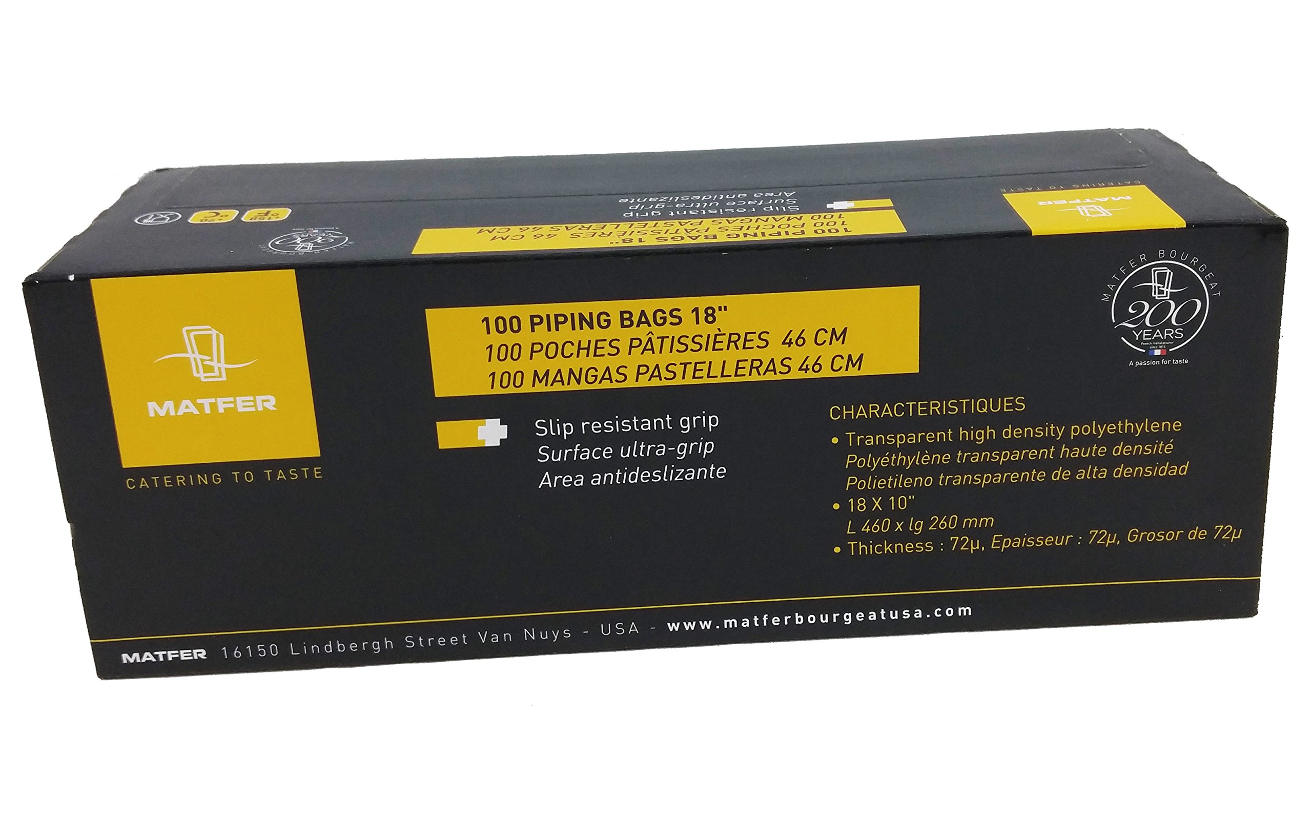 MatferBourgeat Standard Disposable Pastry Bags, 18", Clear