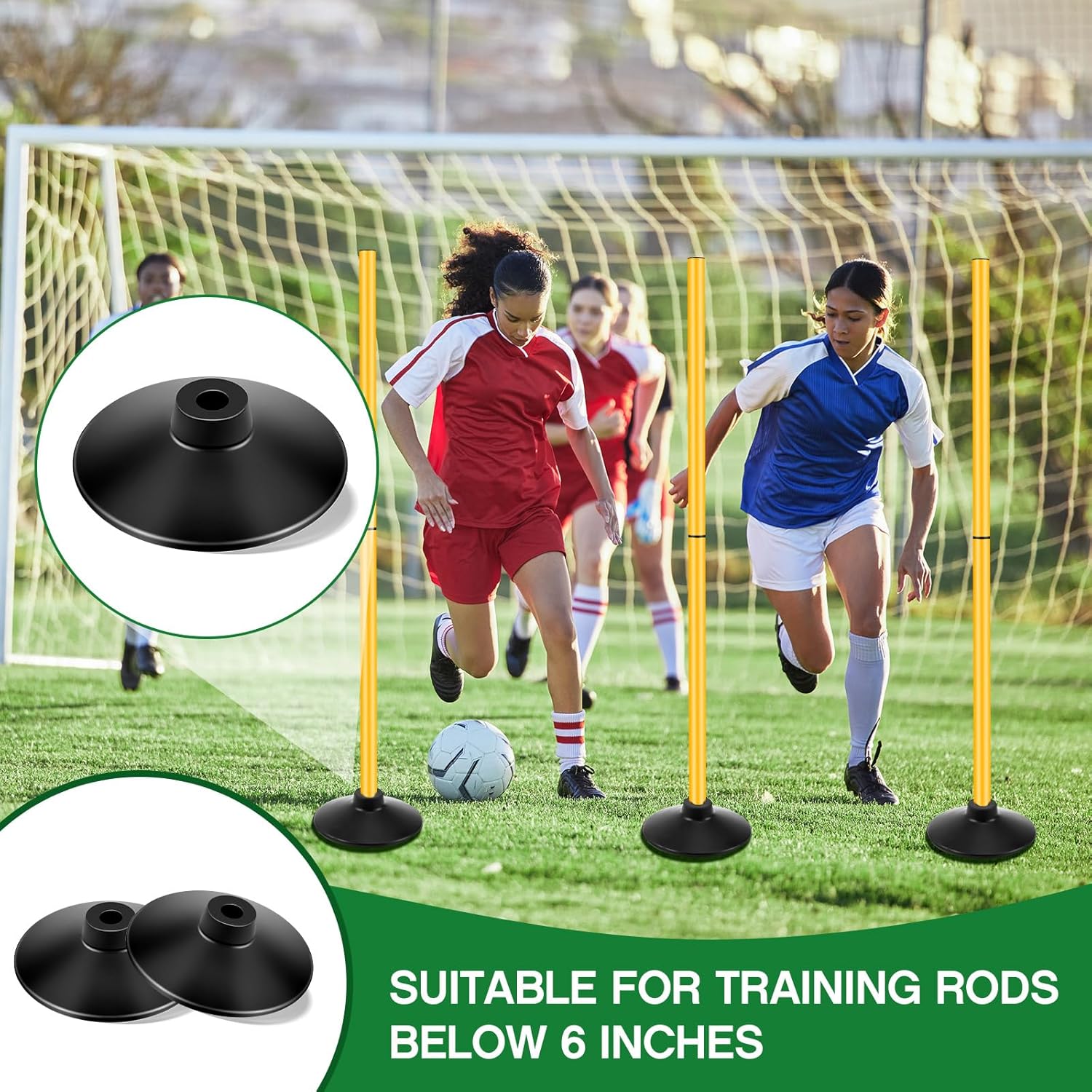 Landical Weighted Slalom Pole Rubber Bases for Soccer Agility Poles 2.2 lb Pole Base for Soccer Training Equipment Set Accessory Lacrosse Field Hockey Track Field