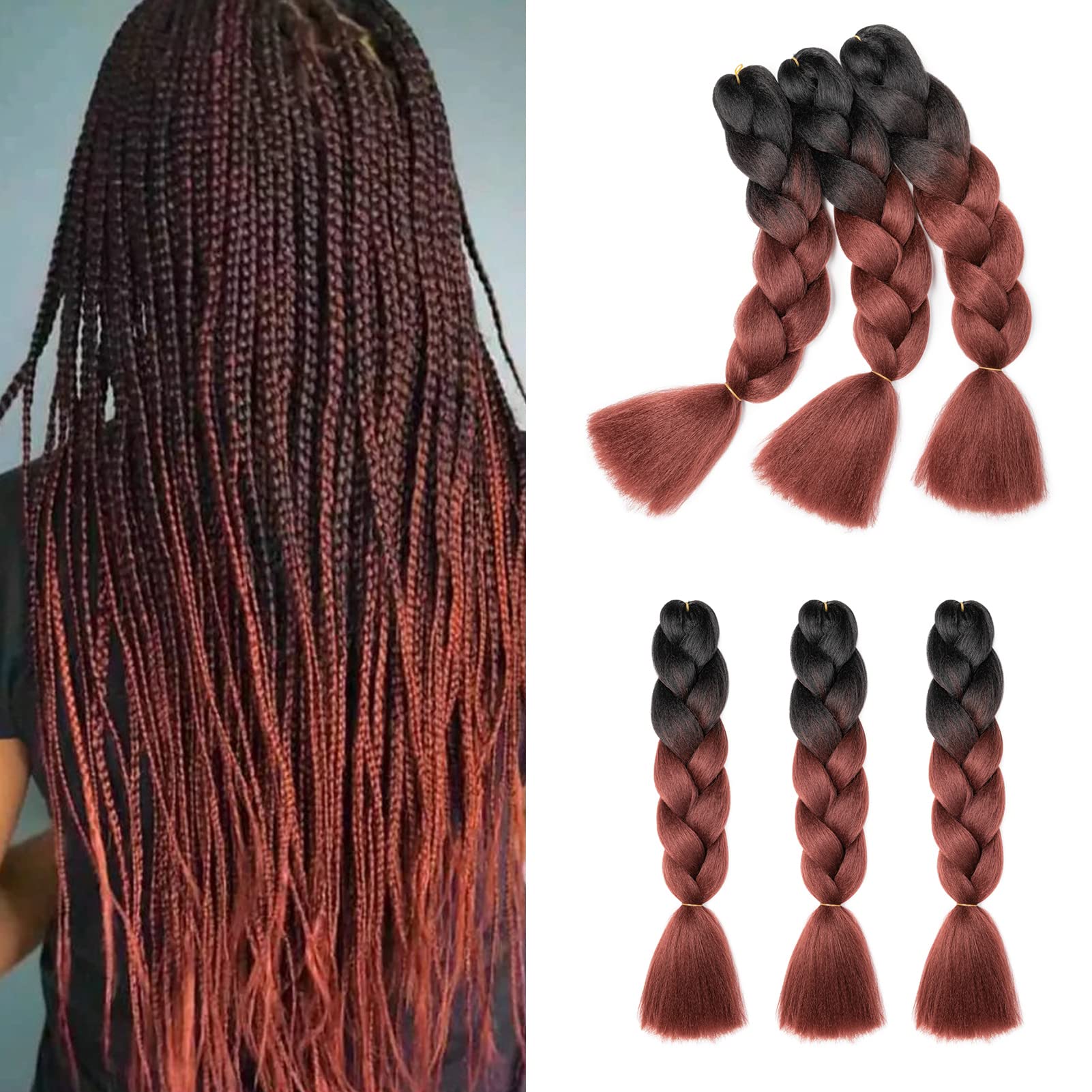 60cm Extensiones de Pelo Trenzas Africanas Castaño Oscuro Extensiones para Trenzas Africanas 1 pcs 100g Kanekalon Pelo para Trenzas Africanas Sintetico Extensiones de Trenzado Cabello Braiding — view 77