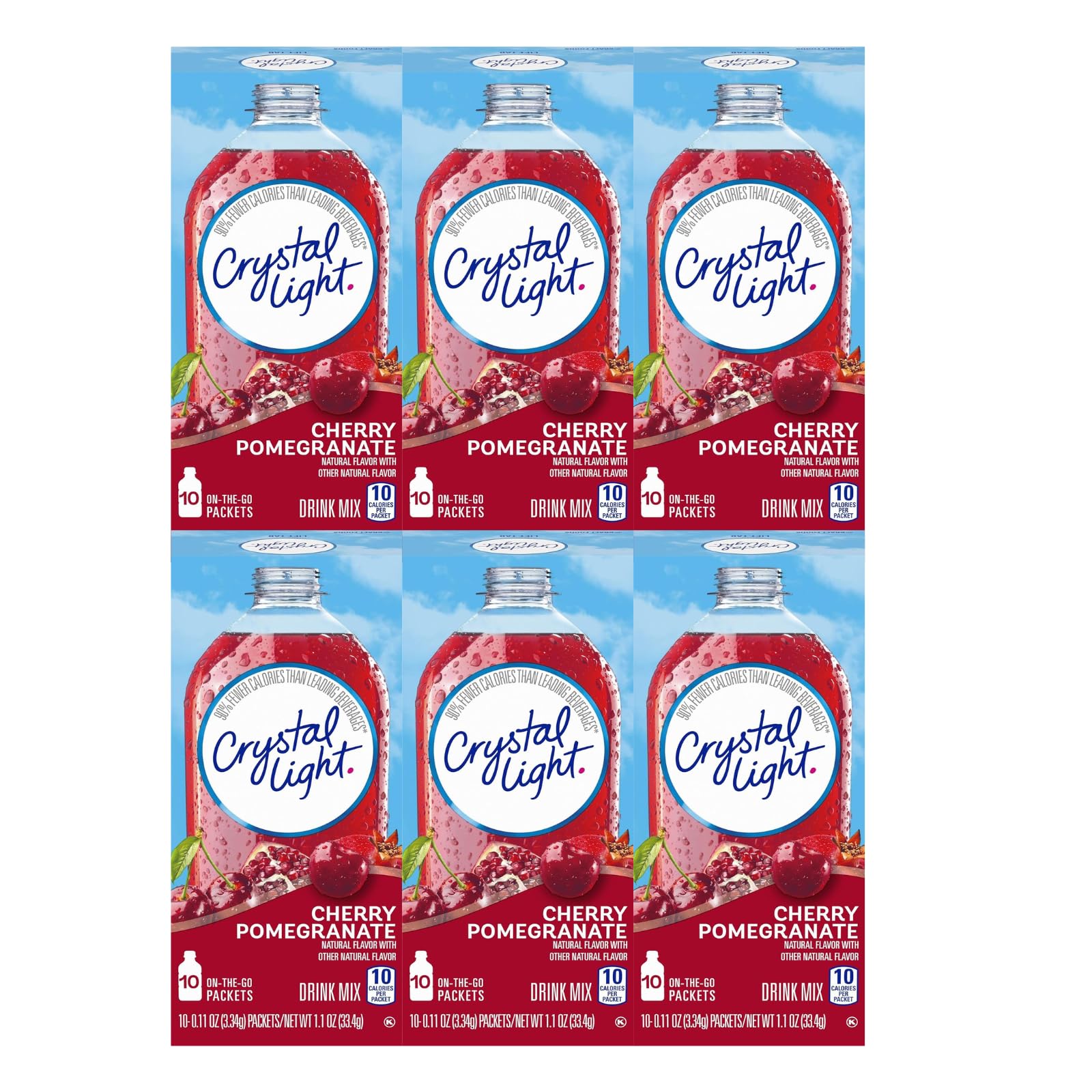 Amazon.com : Crystal Light On The Go Cherry Pomegranate Ice Drink Mix,  10-Packet Box (Pack of 6) : Powdered Soft Drink Mixes : Grocery & Gourmet  Food