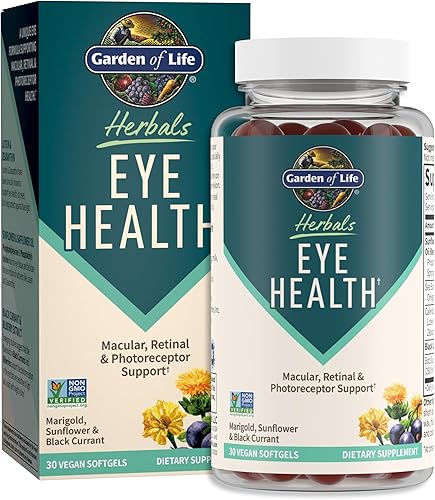 Miniatura 1 de Garden of Life Herbals Suplemento de salud ocular con aceite de girasol y cártamo, luteína, zeaxantina y grosella negra para ojos secos y apoyo de