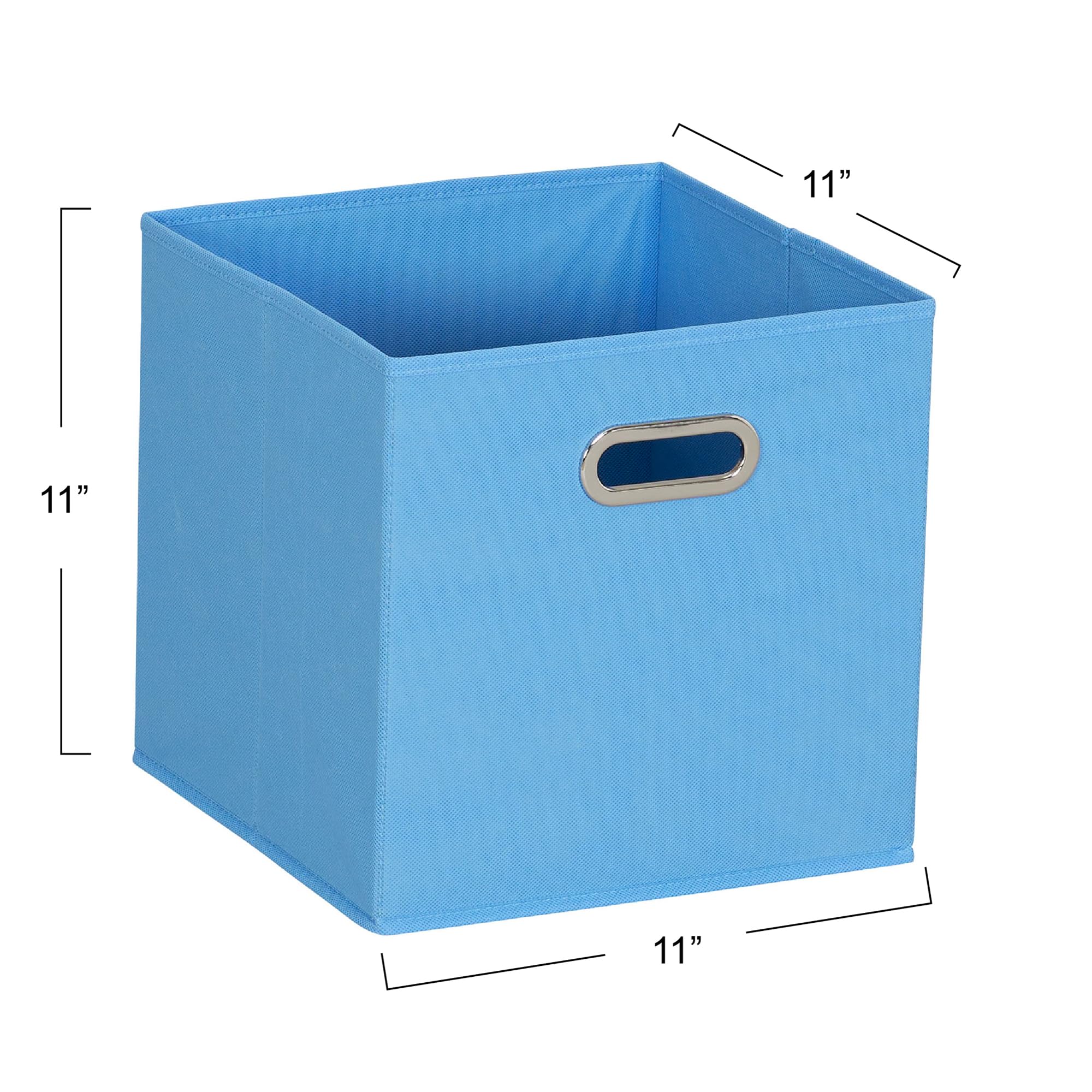 Household Essentials, Light Blue 6 Pack Fabric Storage Bins with Handle, 11” L x 11” W x 11” H - Image 3
