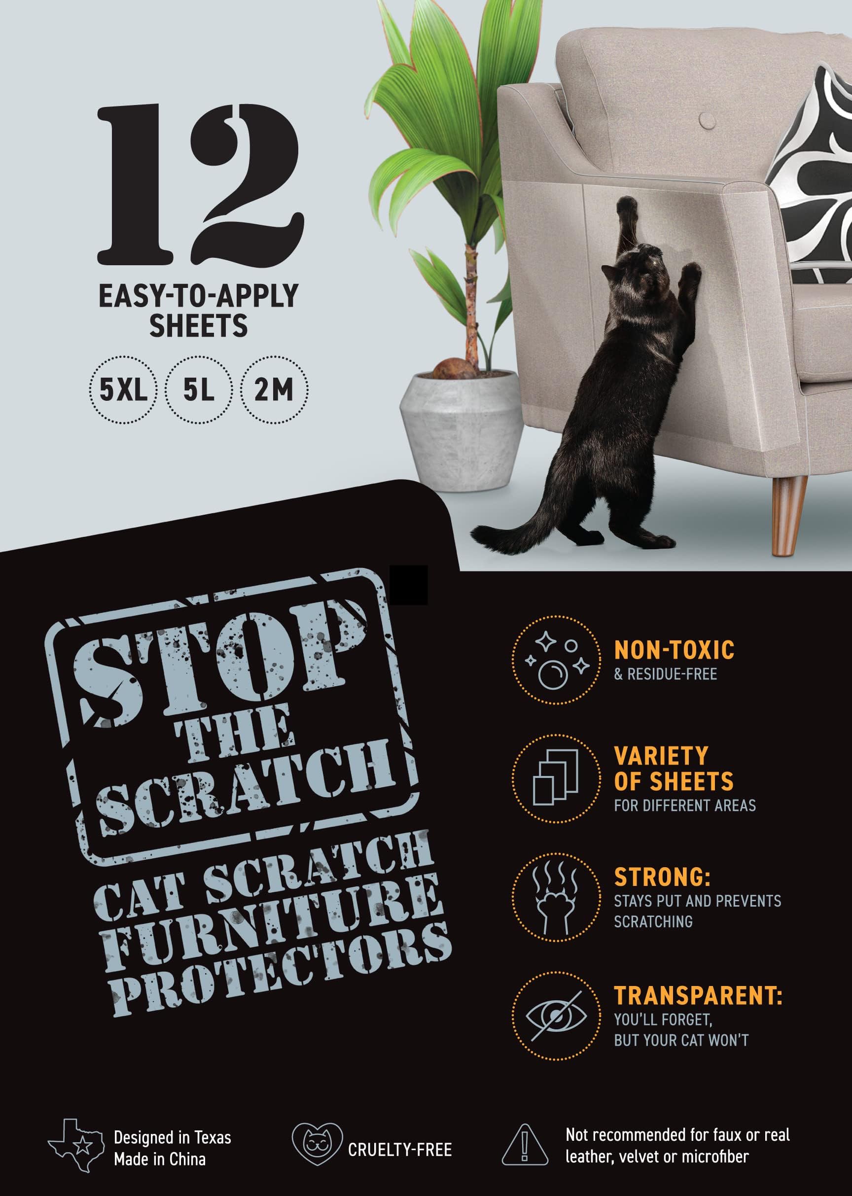 Pro Strength DoubleSided Cat Scratch Tape Sheets to Deter