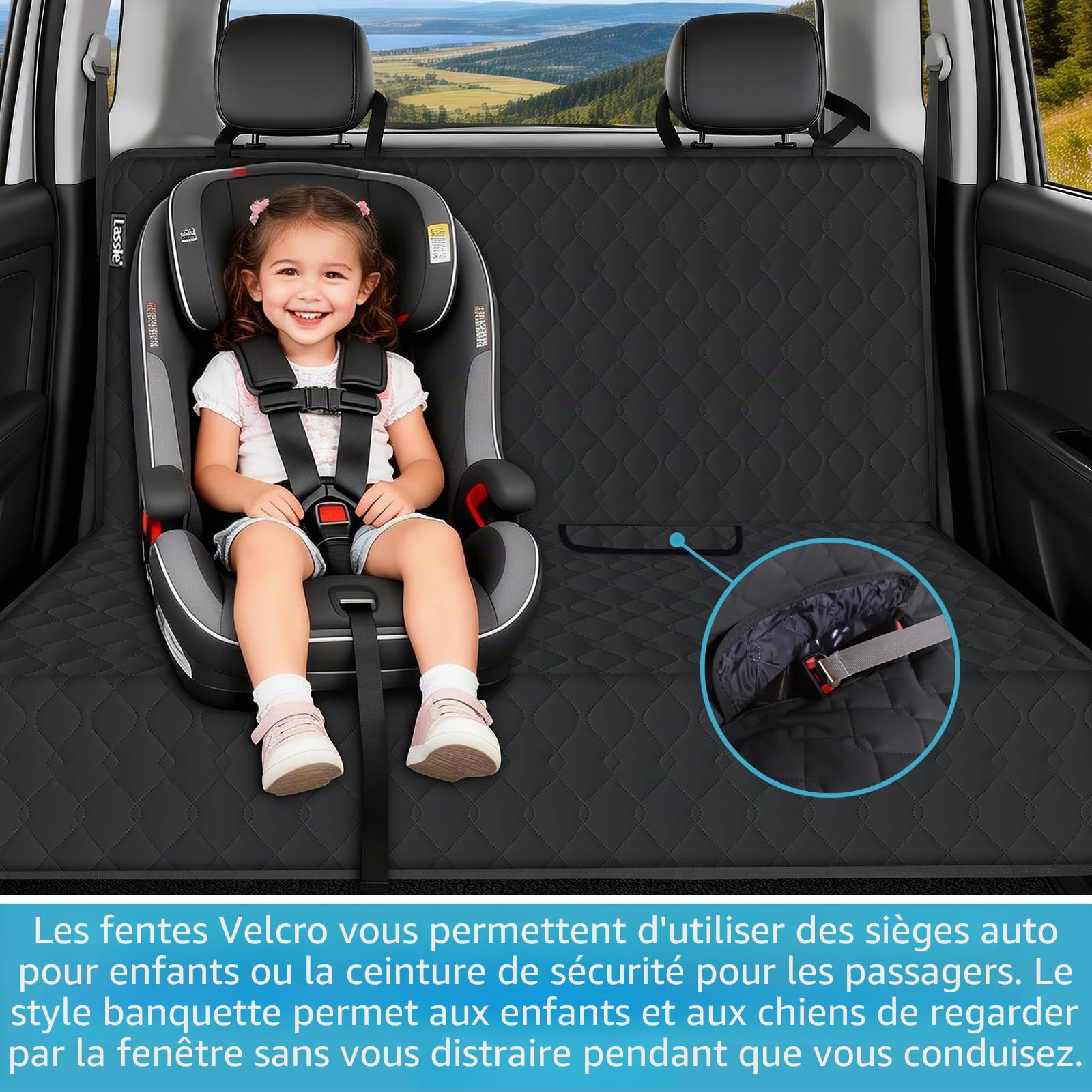 Lassie Protection de siège d’Auto pour Chien 100% imperméable à l’Eau et Lavable, Housse de siège antidérapante Robuste pour Voitures, camions, VUS