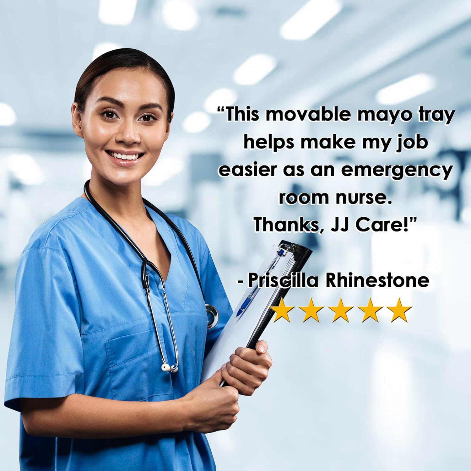 JJ CARE [Heavy Duty Mayo Tray, Medical Rolling Tray 17Lbs Weight Capacity, Stainless Steel Mayo Tray Stand w/ 2 Caster Wheels & Adjustable Pole, Medical Instrument Tray for Clinics, Tattoo Shop, Spa : Industrial & Scientific