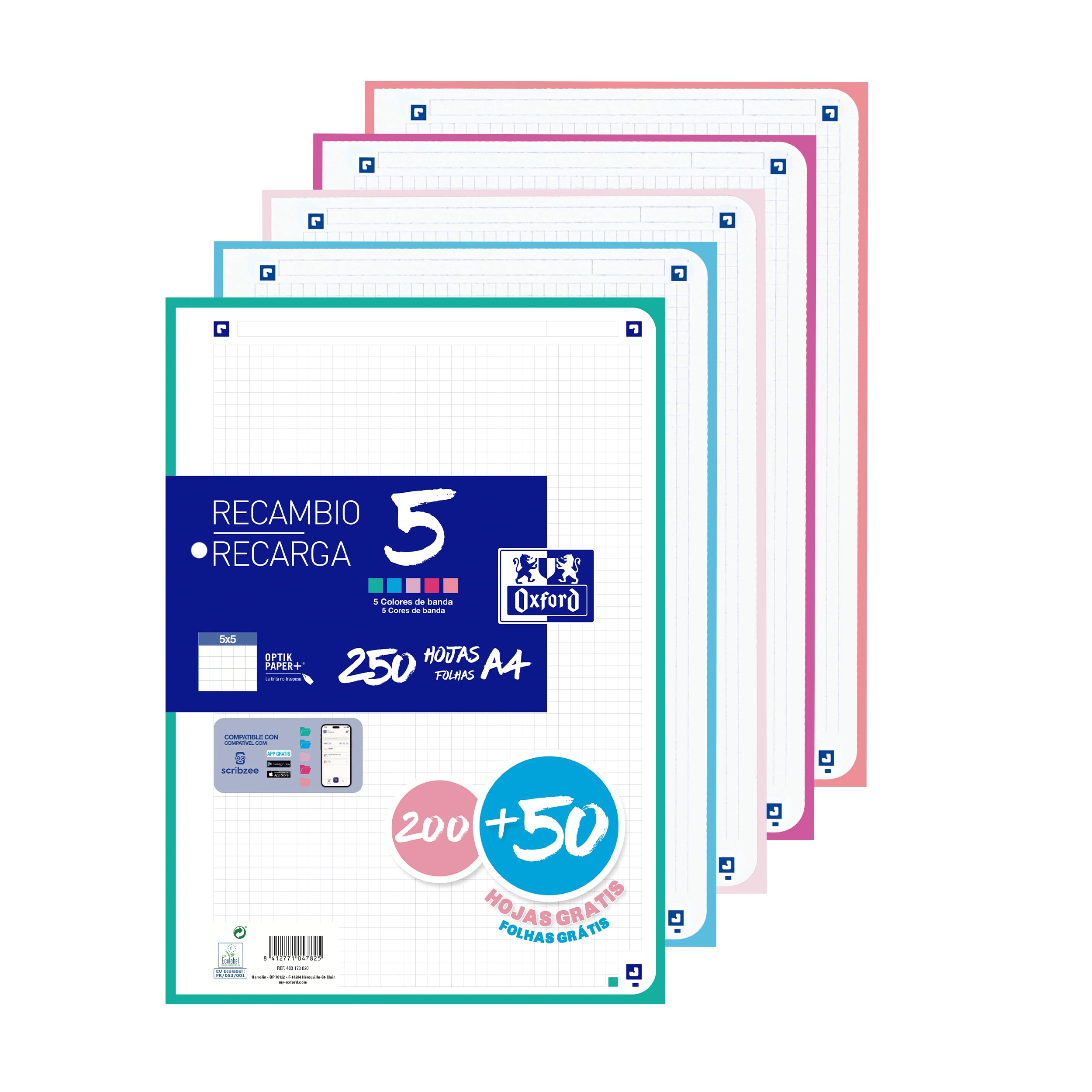 Oxford, A4 Perforated Stripe Sheets Replacement 1 Line, 120