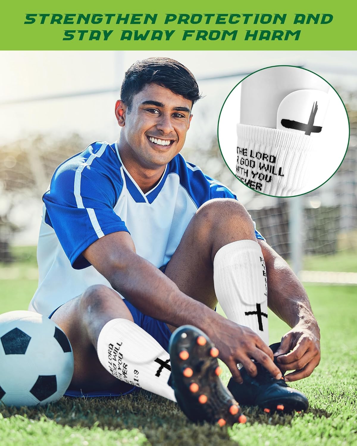 ミニすね当て4組 サッカー 白と黒 十字架 すね当て ロング ジーザス ソックス 大人用 軽量 保護 ディフェンダーギア フットボー