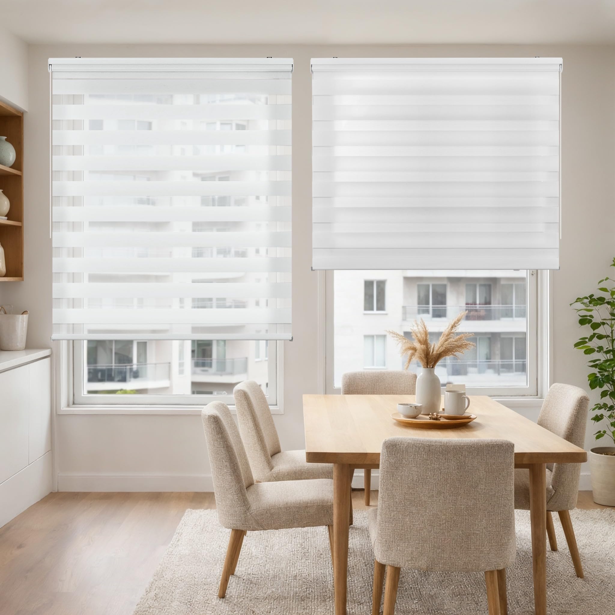 Estores Noche y Día de Calidad con Doble Tejido Elegantes para Ventanas de Interior y Puertas. Elige la privacidad y el Paso de la luz STORESDECO Blanco 120 x 250 cm (Ancho x Largo)
