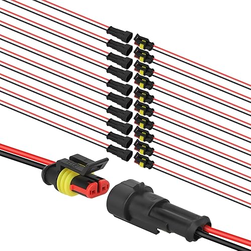 JacobsParts Conector eléctrico impermeable, 16 AWG, 2 pines, conectores de cable eléctrico automático para automóvil, camión, barco y otras