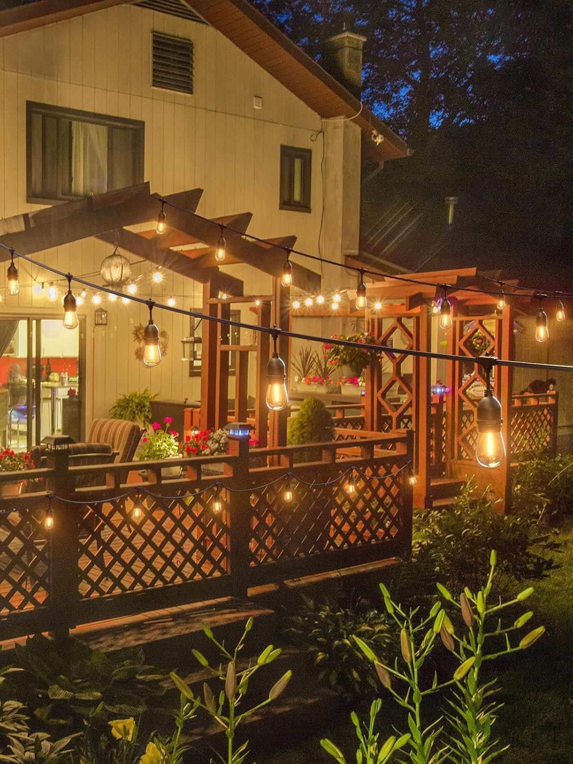 LED Lichterkette Außen Innen 39m IP65 Wasserdicht Verbindbare Lichterketten mit 40 E27 S14 1W LED Glühbirnen für Garten, Balkon, Terrasse, Hochzeit, Party, Weihnachtsbaum 2700K Warmweiß,24V